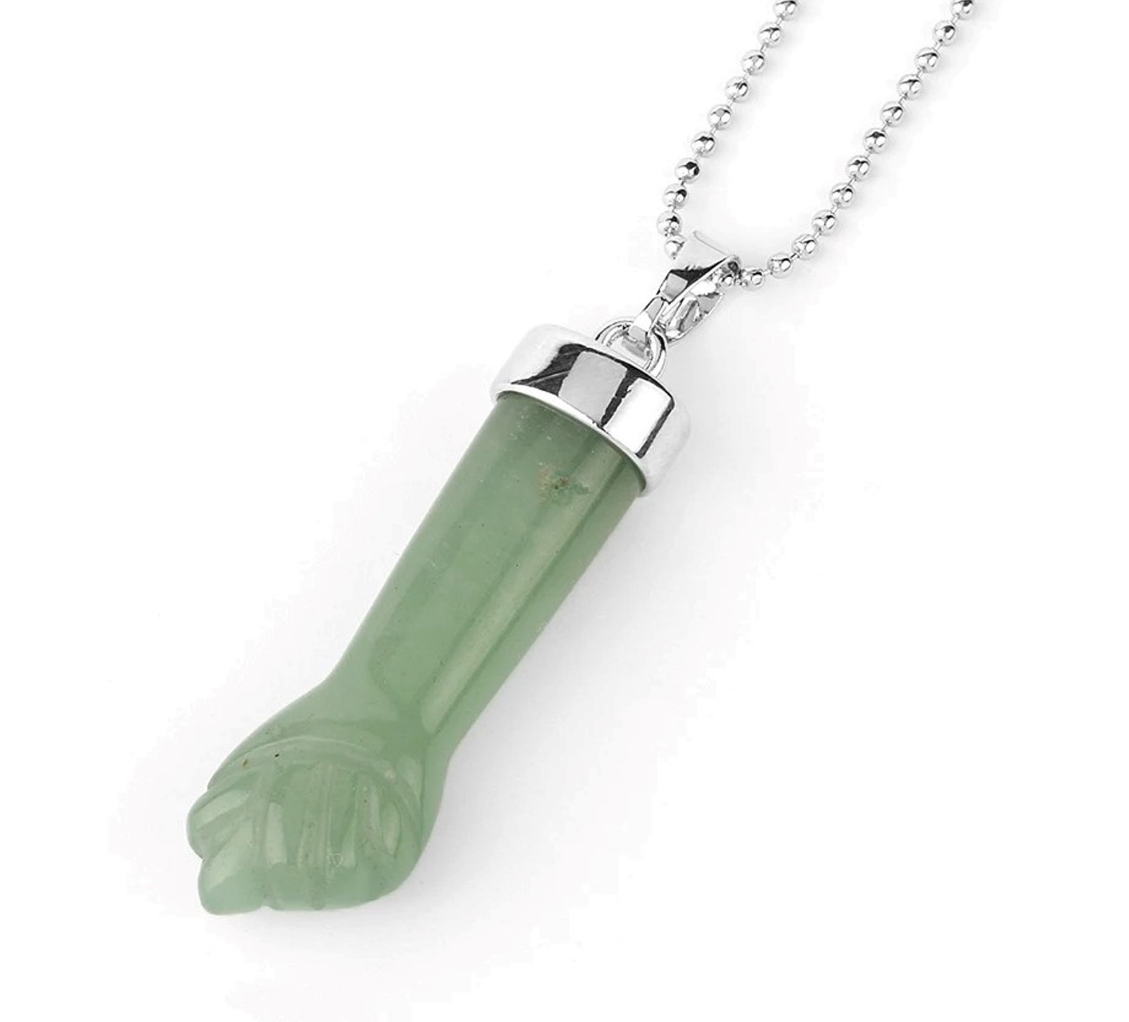 Figa Hand Amulet Pendant. Stainless steel chain necklaces with crystal Figa Hand