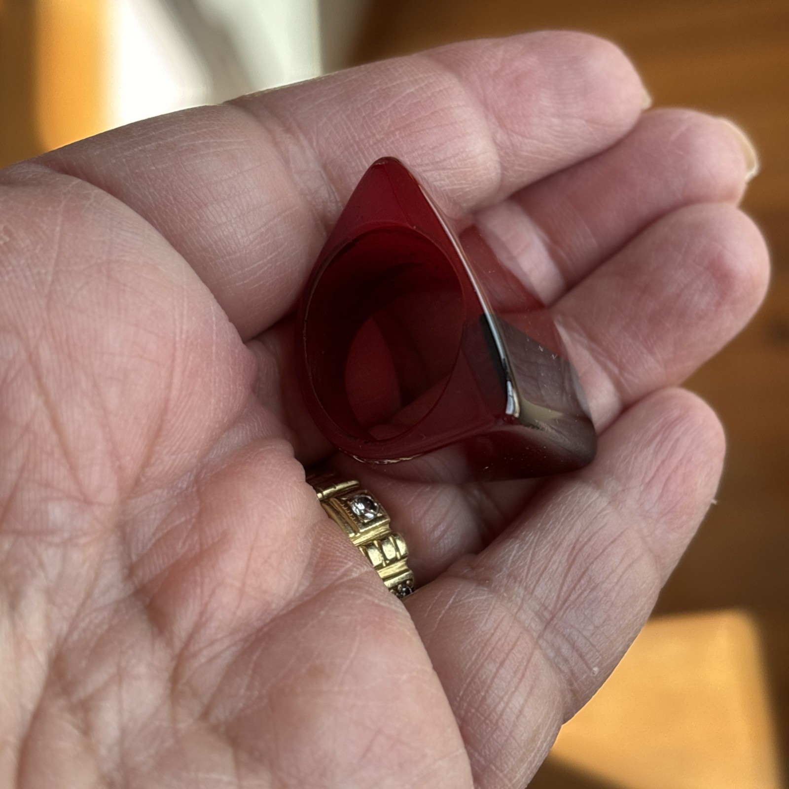 Marion Godart Statement Resin France Size Chunky Square Dark Red and Black