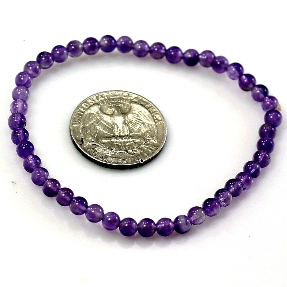 4mm Handmade Round Beaded Bracelet Stretch Healing Pristine Natural Gemstone Kid