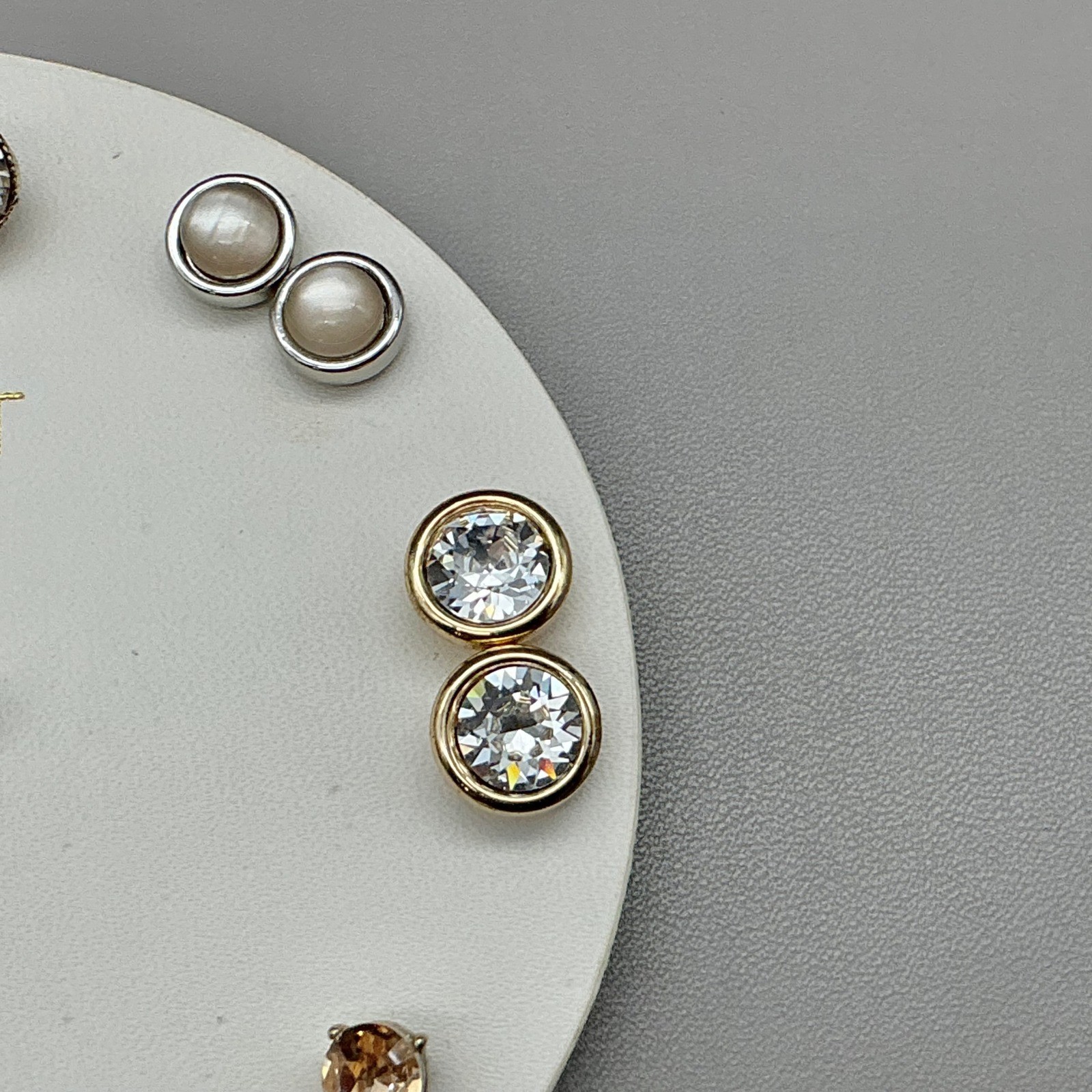 LOFT Earrings Women Multi Gold Tone Silver Tone Crystal Faux Pearl Studs 0.25″