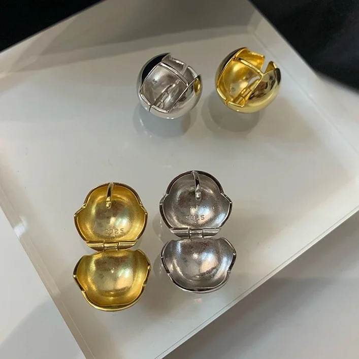 925 Sterling Silver Ball Huggie Earrings Women Minimalist Daily Jewelry