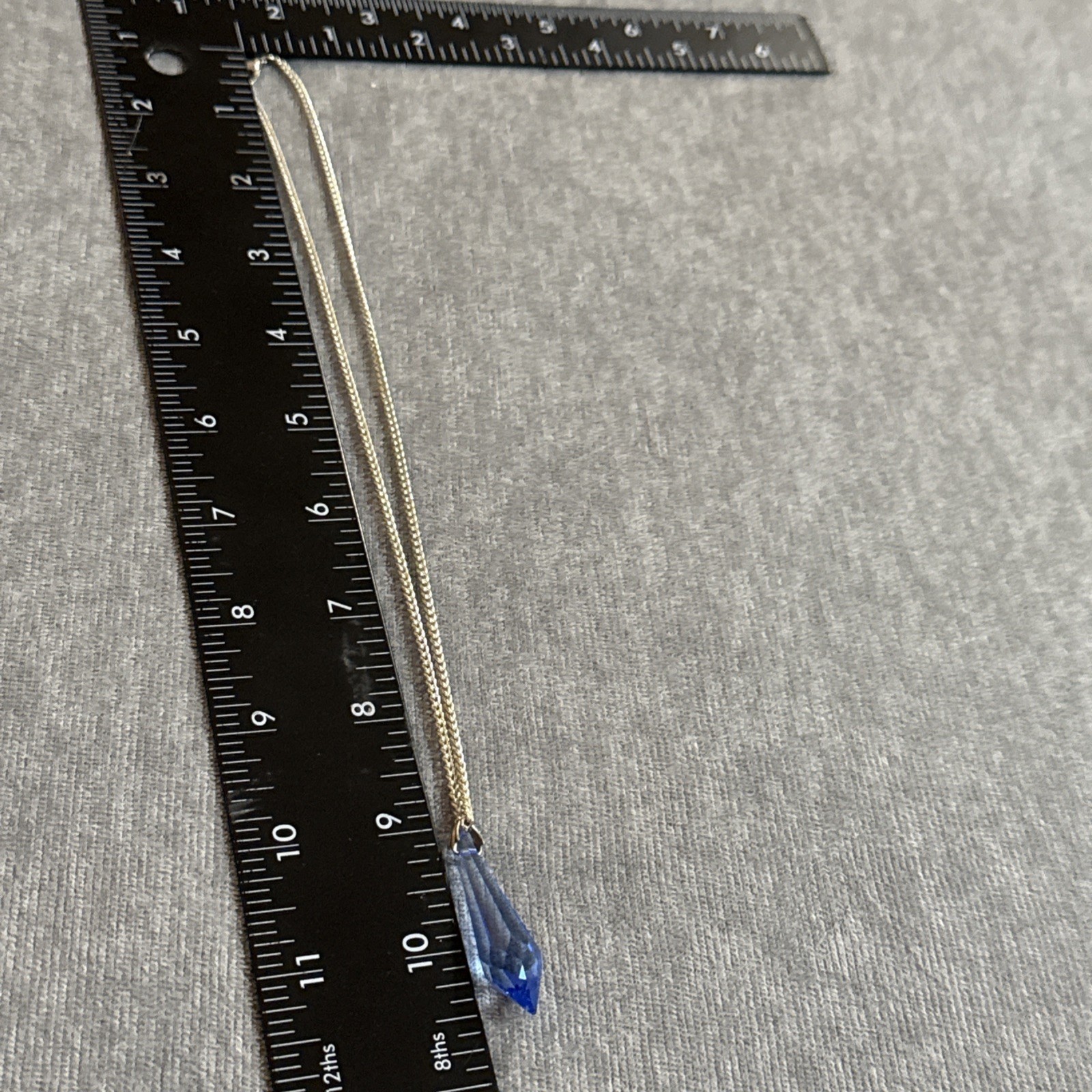 Swarovski Teardrop Icicle Austrian Crystal Blue Pendant Prism Necklace