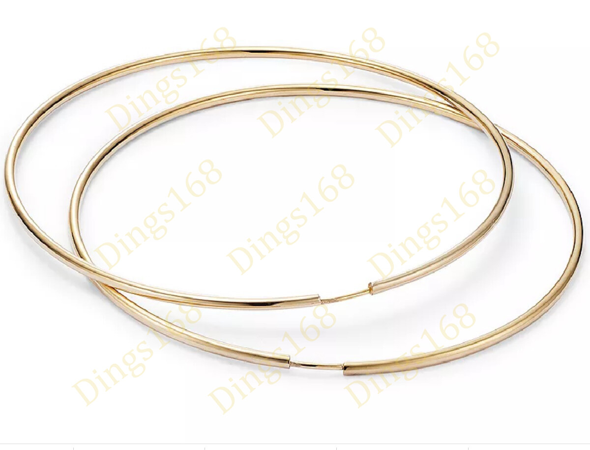 18K Yellow Gold Filled Tarnish-Resist 60mm/2.4″ Large THIN Endless Hoop Earrings