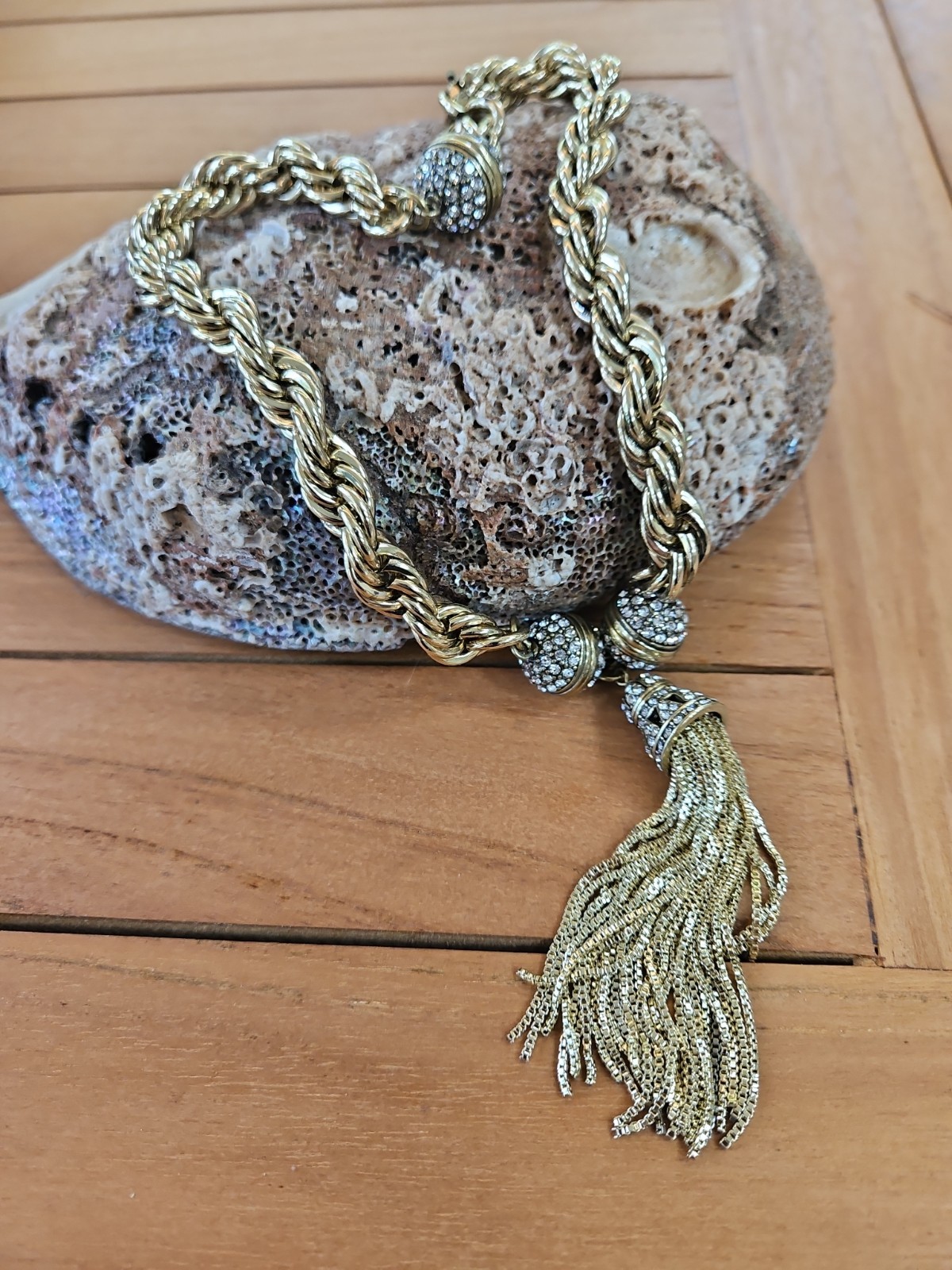 Heidi Daus Snap-Apart GOLD Necklace With Tassel