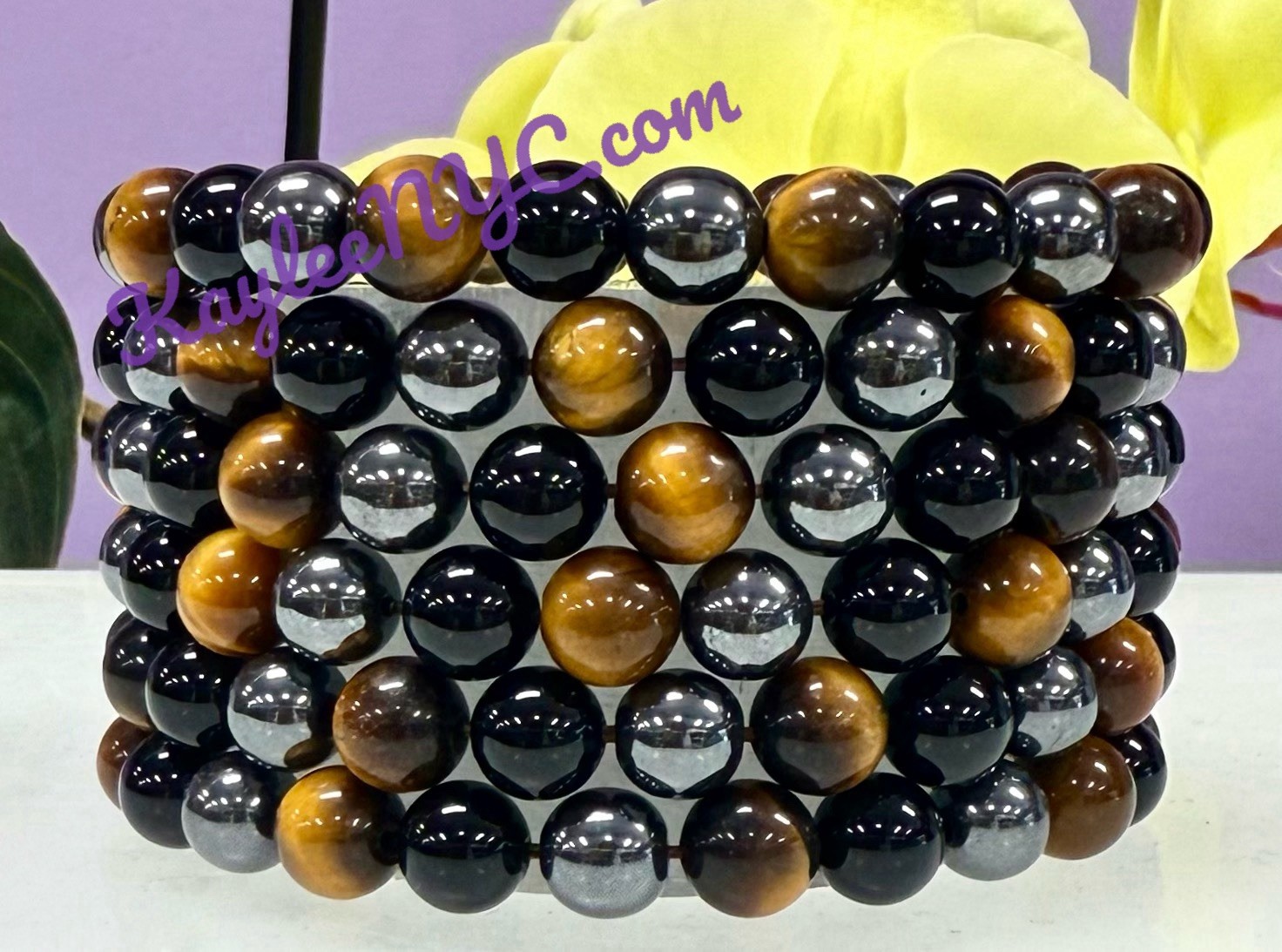 6 Pcs Protection Natural Crystal Healing Stretch Bracelets 8mm 7.5″
