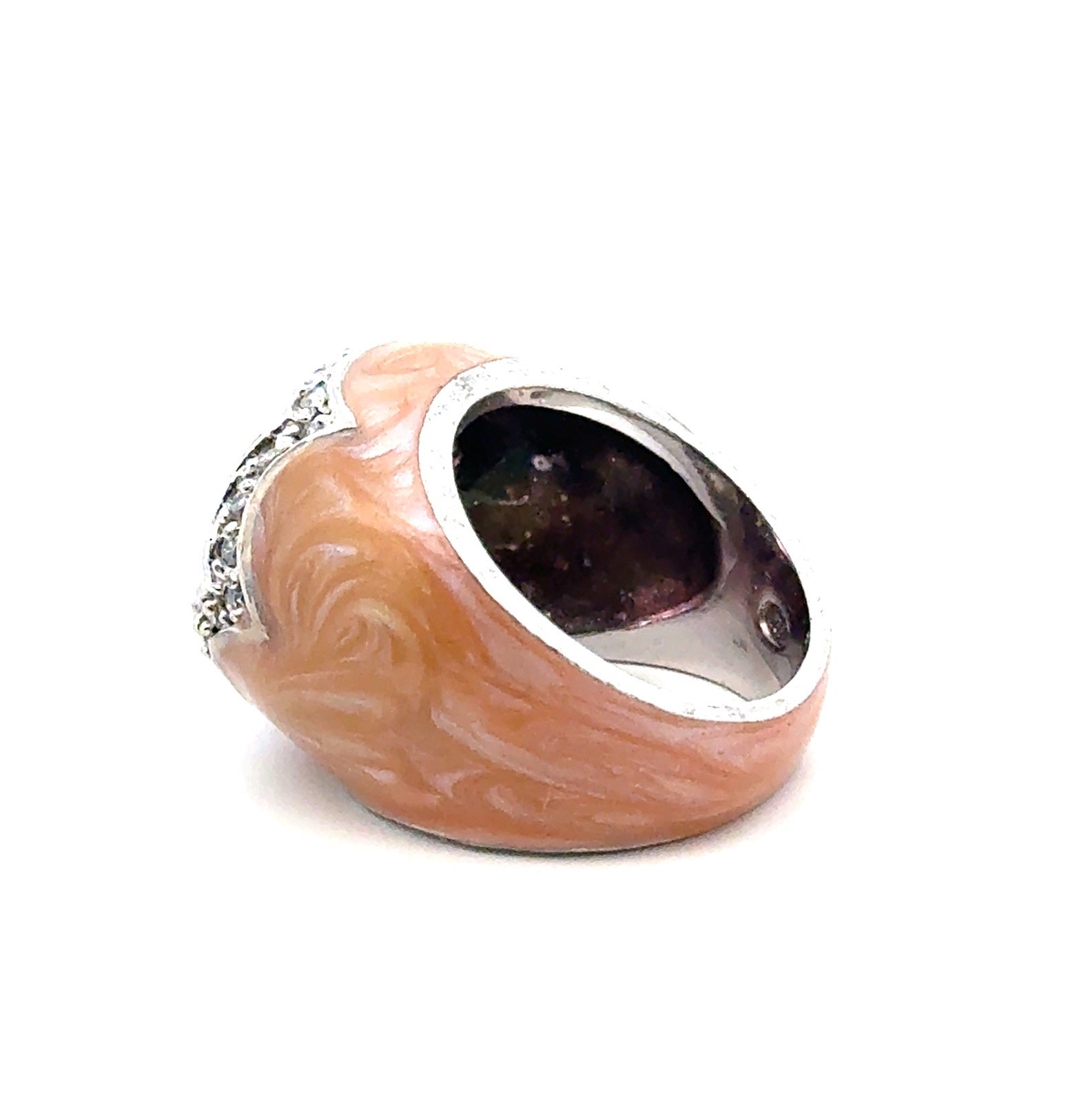 Size-7 Lauren G. Adam’s 925 Sterling Silver Enamel & Pink CZ Dome Ring, 14.4g