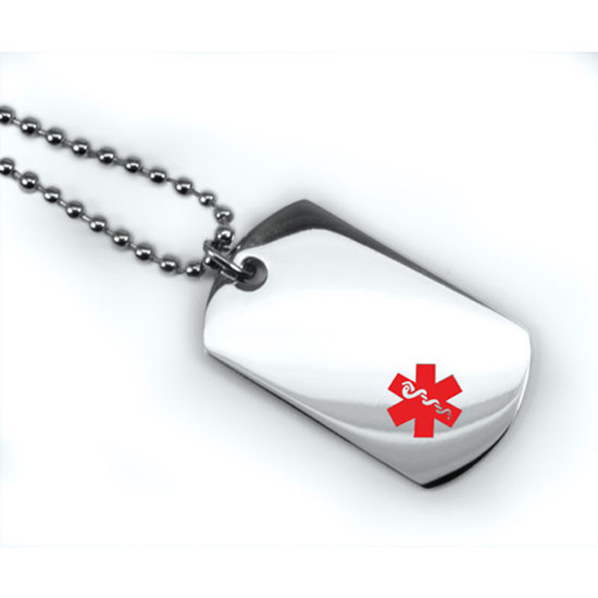 Mini Medical Alert ID Dog Tag and Necklaces. Free Wallet Card! Free engraving!