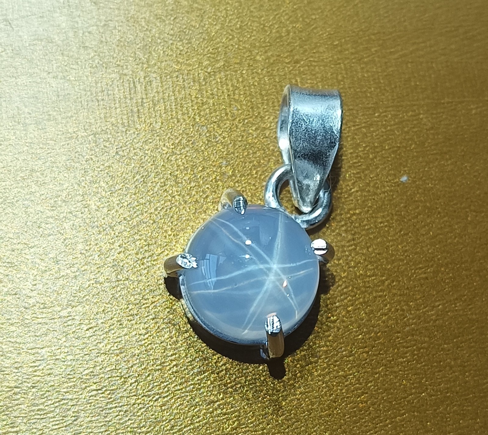 14.35 Ct Natural 6 Ray Star Sapphire Pendant in Silver Round Jewelry With Chain