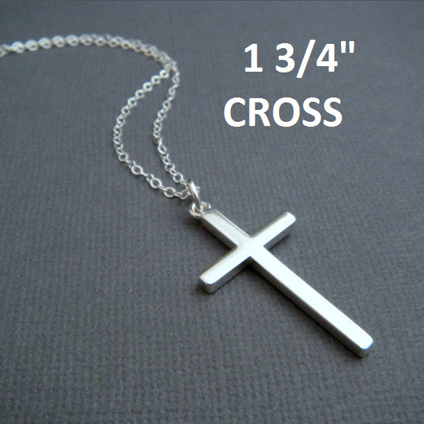 MINIMALIST CROSS RELIGIOUS HOPE Pendant 20″ 925 Plated Sterling Silver Chain Men