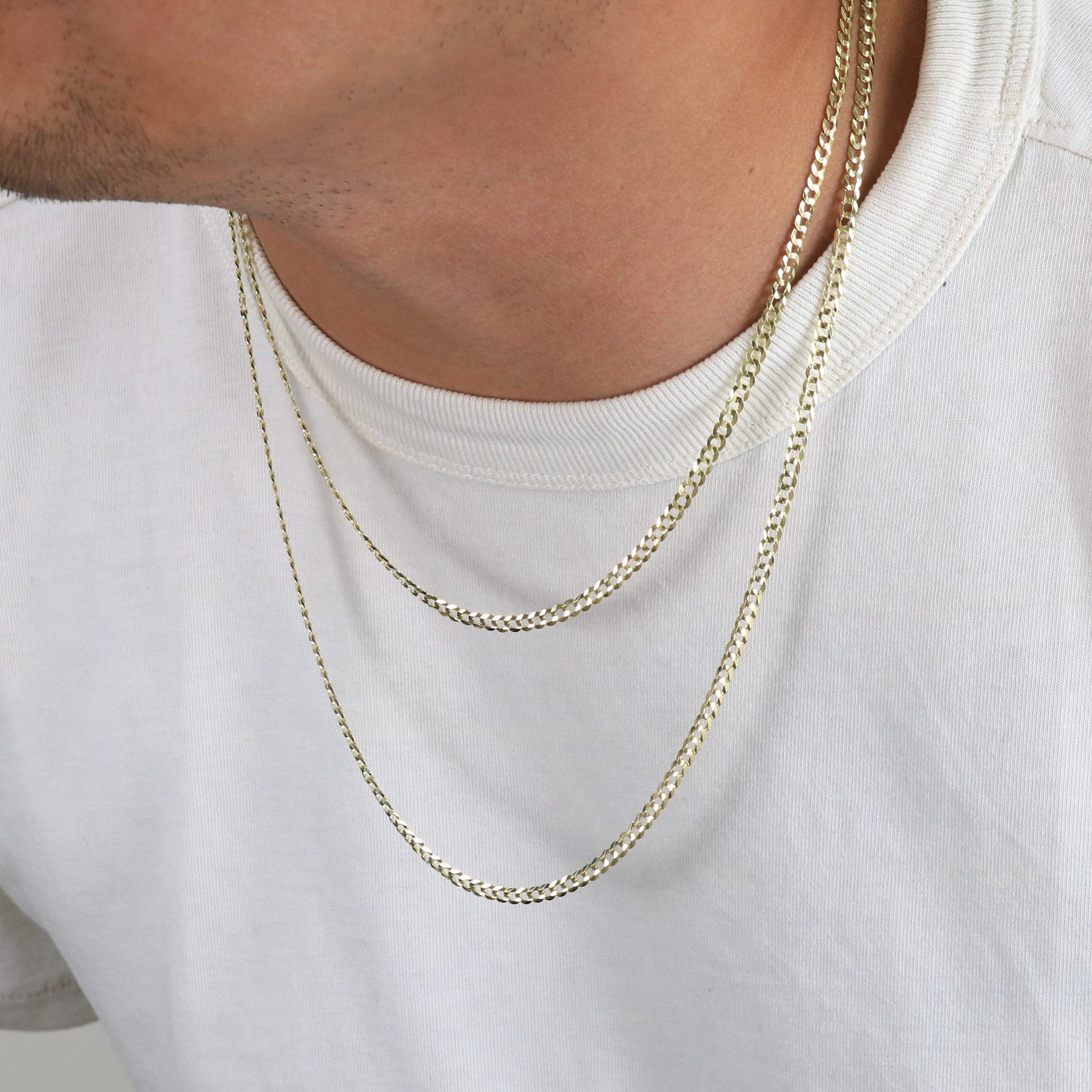 10K Solid Yellow Gold 4mm Cuban Curb Chain Link Necklace Mens Womens 16″- 30″