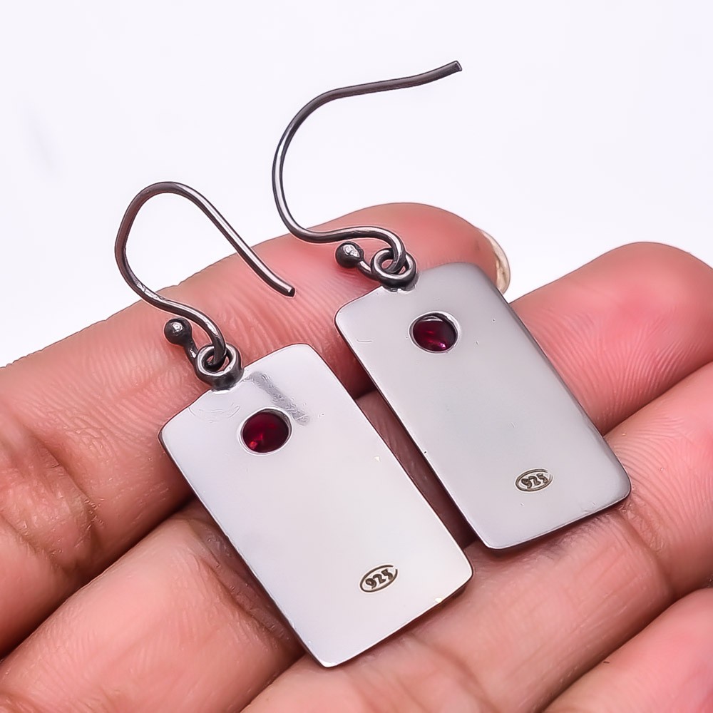 Pink Tourmaline Gemstone 925 Silver Black&Gold Plated Earring 1.56″ E_270_12