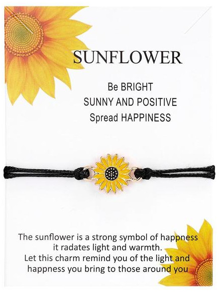Sunflower Charm Cord Bracelet