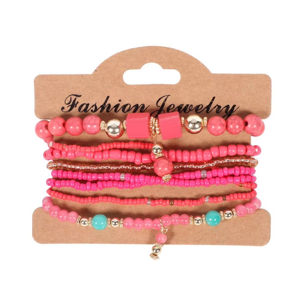 Boho Crystal Beaded Bracelet Set Colorful Stackable Bracelets Women Girls