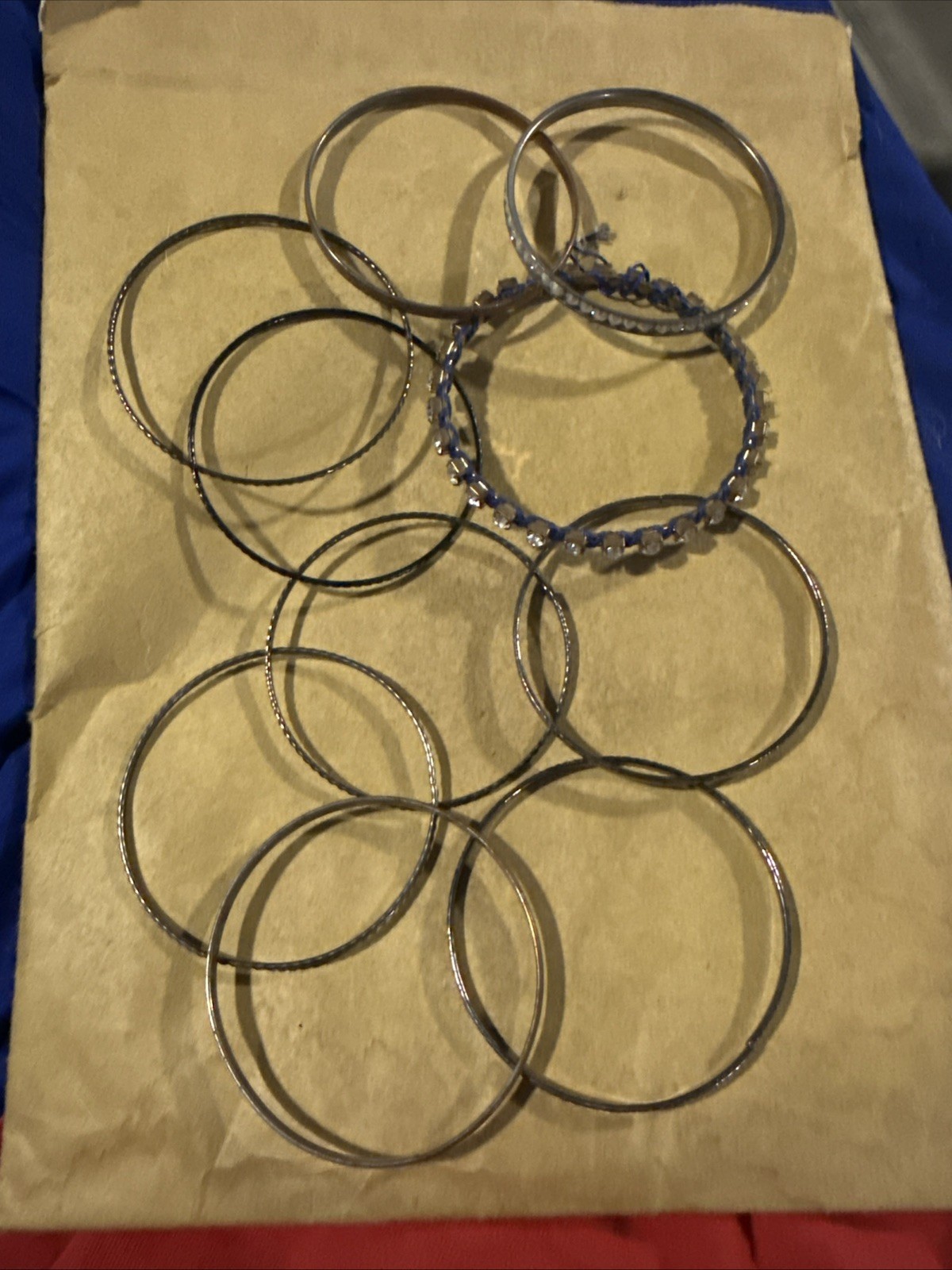 Bangle Bracelets Set (10) Silver and Black
