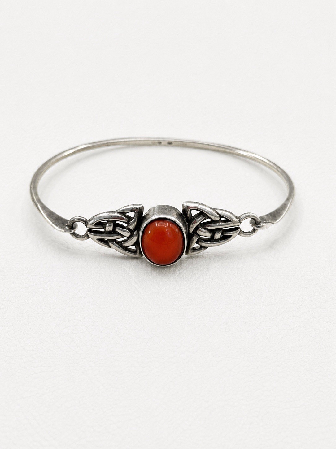 Signed Bocco Celtic Sterling Silver Carnelian Bracelet – 6.75” • 9.3g