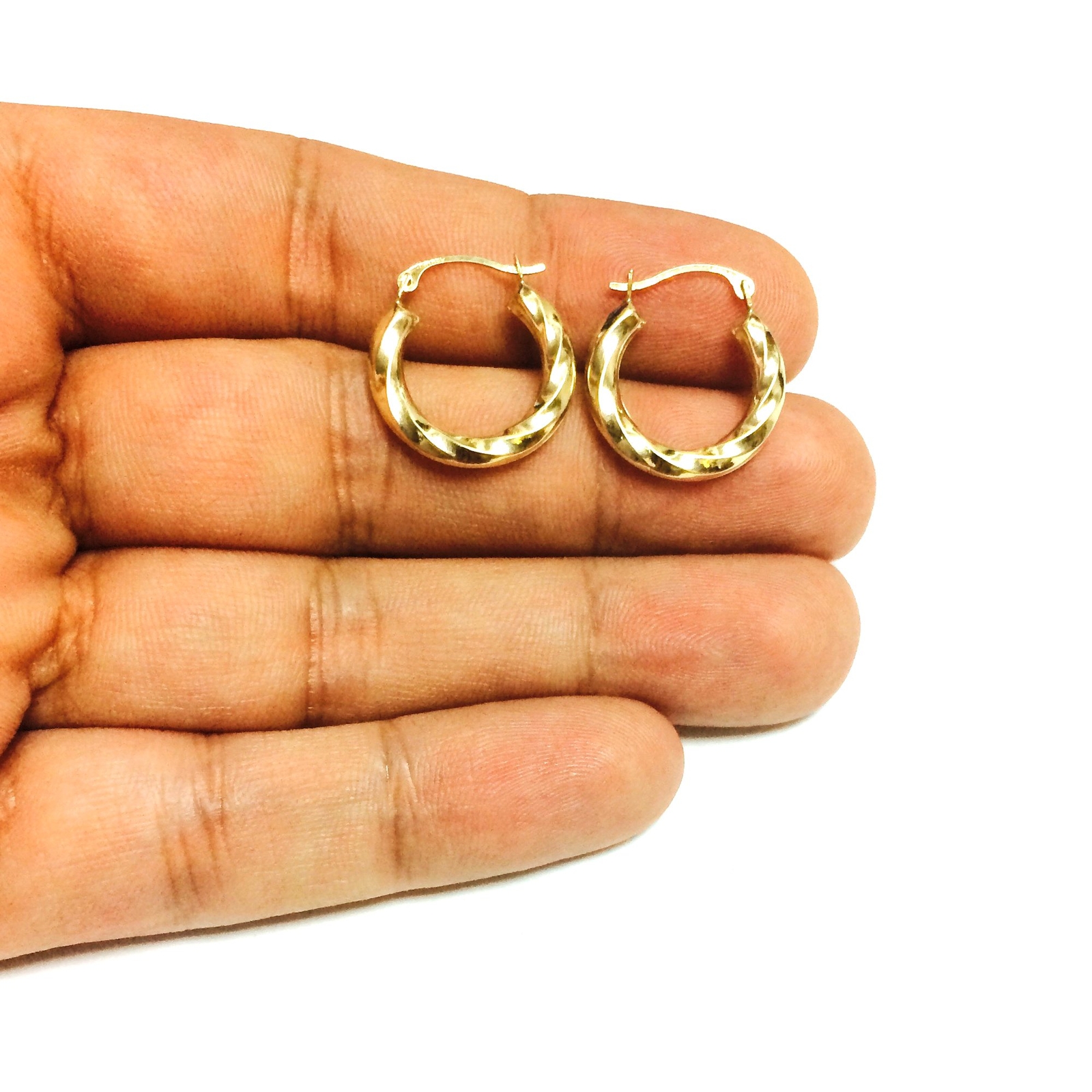 14k Yellow Gold Horseshoe Swirl Hoop Earrings, Diameter 20mm