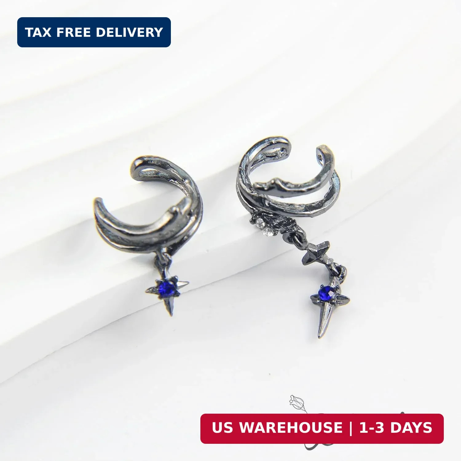 Gothic Thorns Ear Cuff Earring for Women Man Non Pierced Gem Ear Cartilage Star