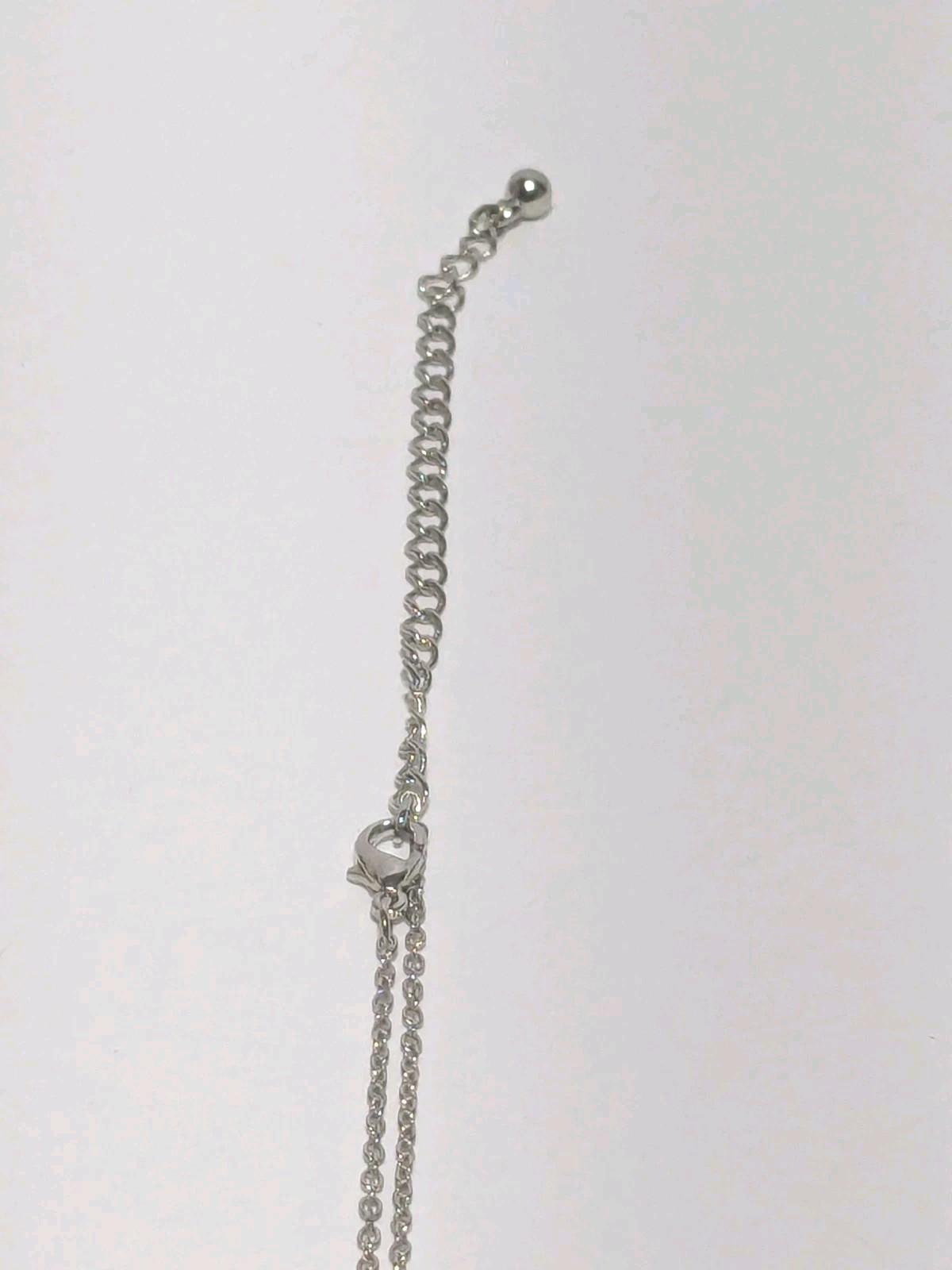 Silver Tone Necklace With Removable Faux Pearl & Rhinestone Leaf Pendant 14″