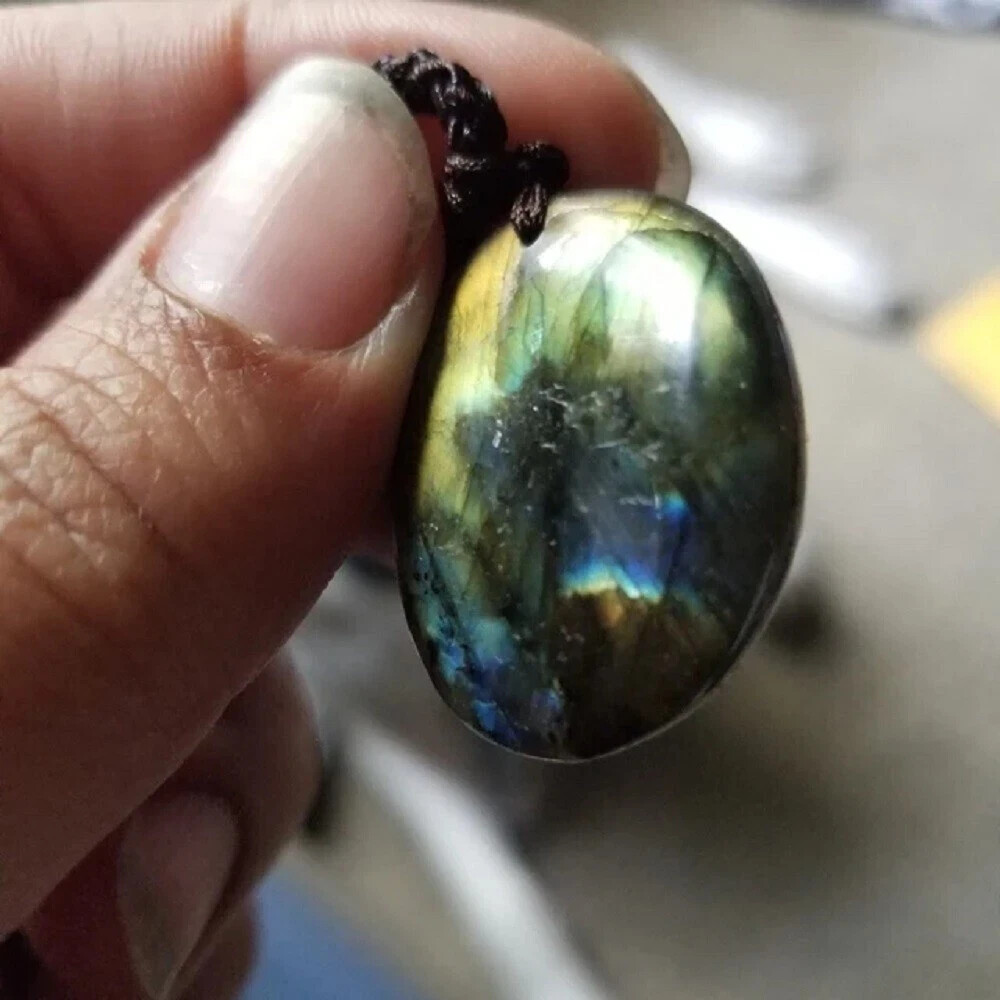 Natural Labradorite Stone Pendant Necklace Healing Reiki Amulet Necklace Gift