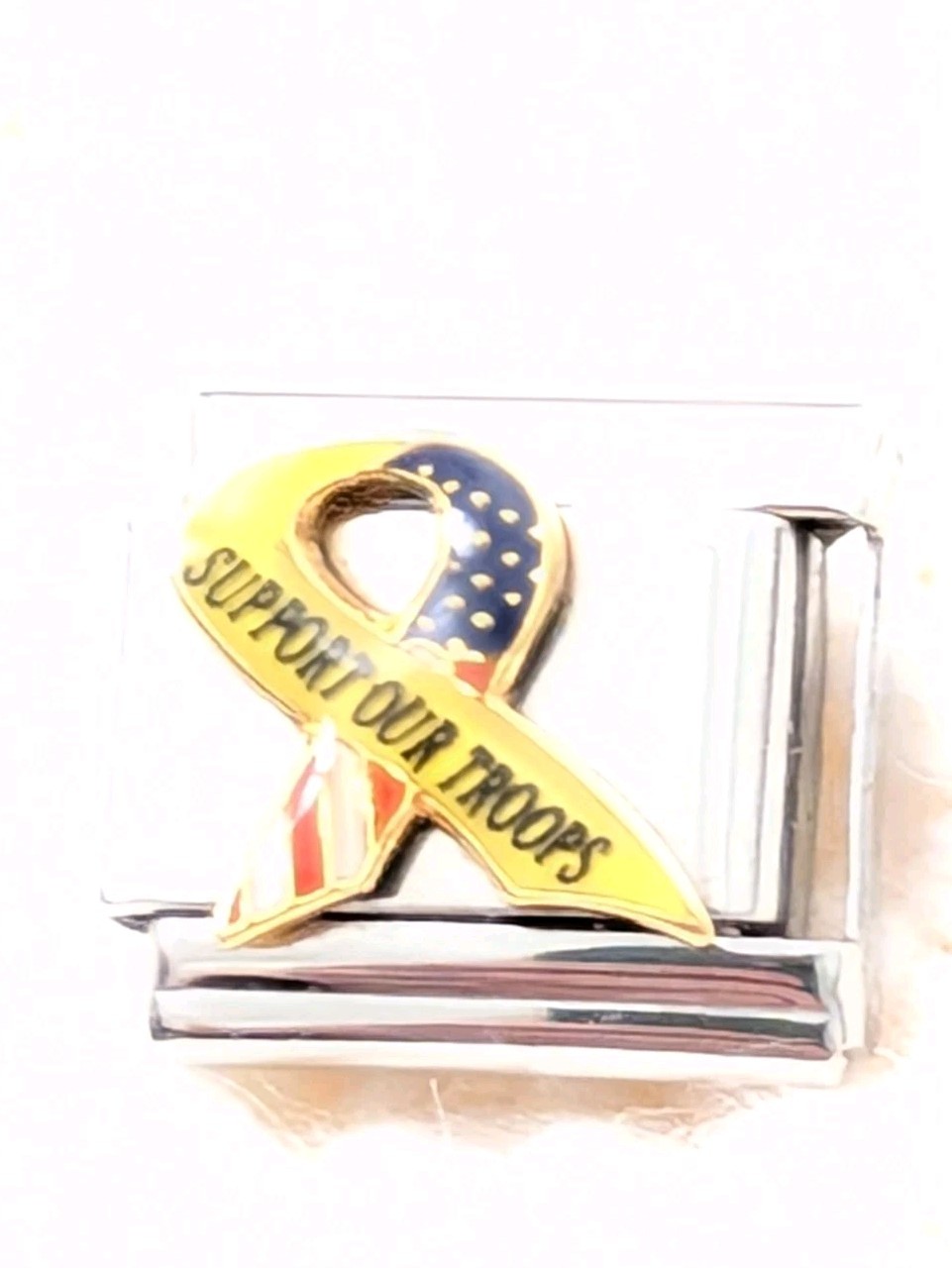 Authentic Casa D’ Oro Ribbon Support Our Troops Italian Charm 9mm Classic E182