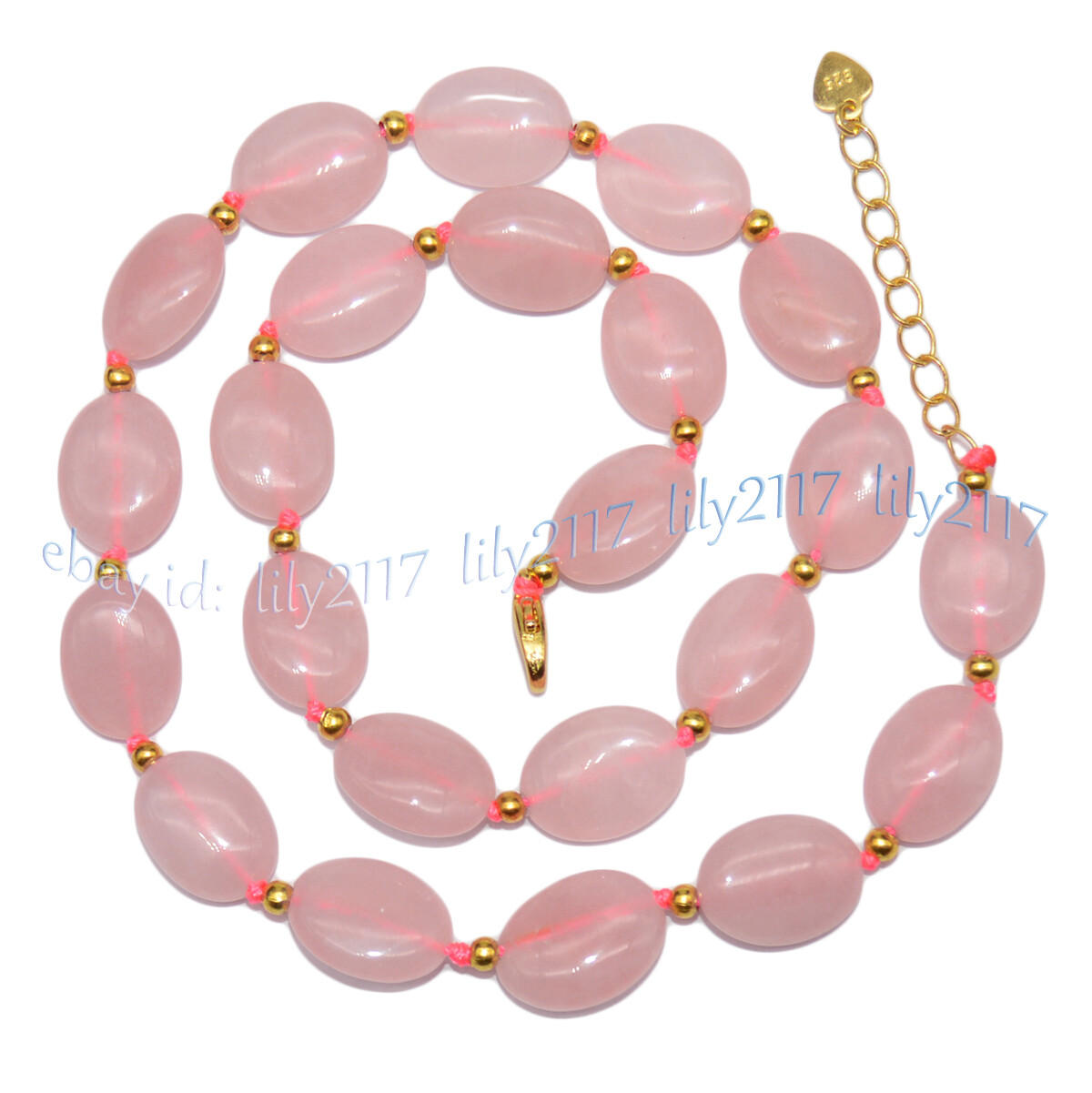 Natual Pink Rose Quartz Flat Oval Gemstone Beads Necklace 14-48 inches 12x16mm