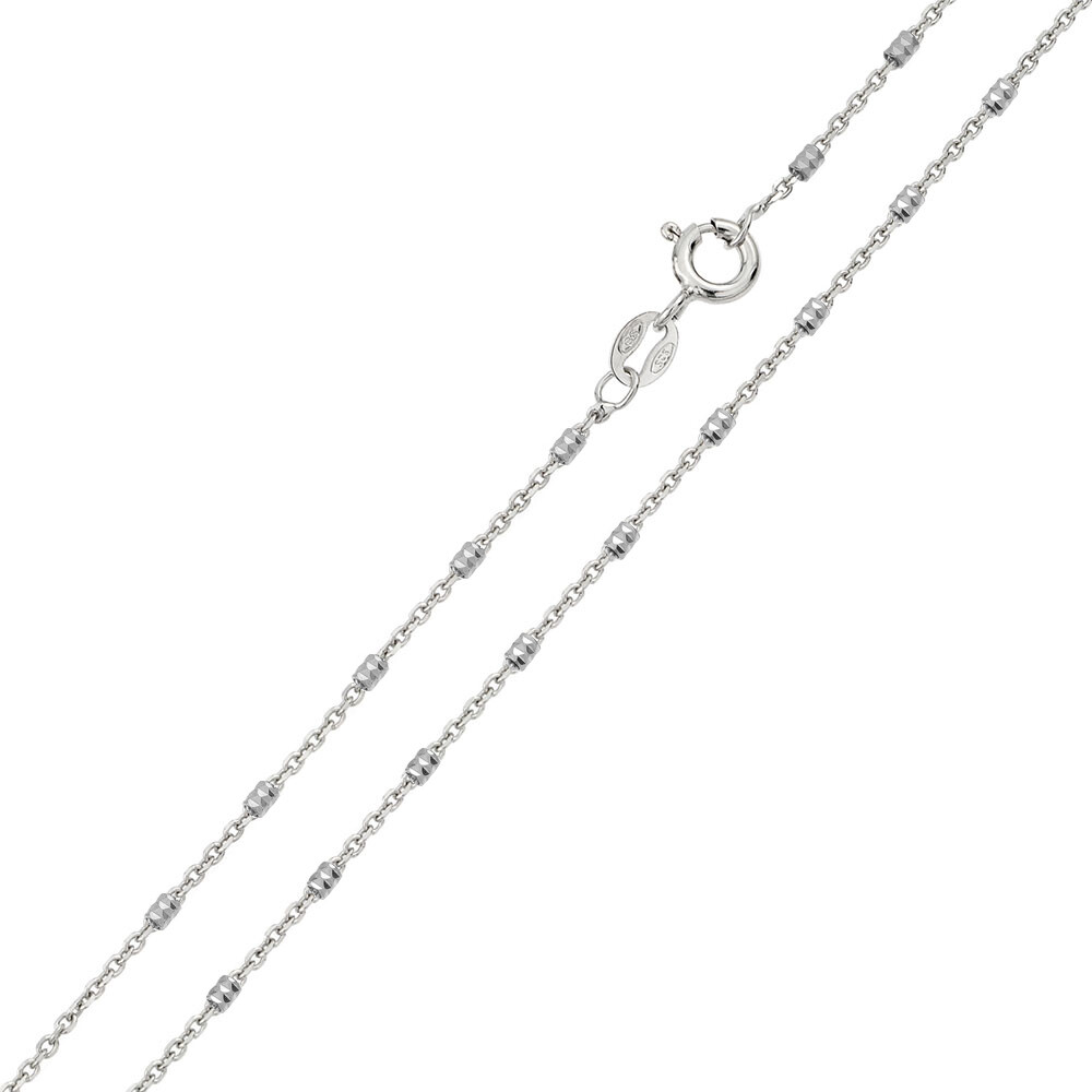 Sterling Silver Rhodium Finish Diamond Cut 1.2mm Tube Link Chain Necklace