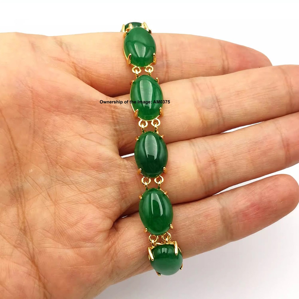 NEW Bracelet Heating Jade Yellow Plated Green Jade Bracelet For Women 7.1INCH