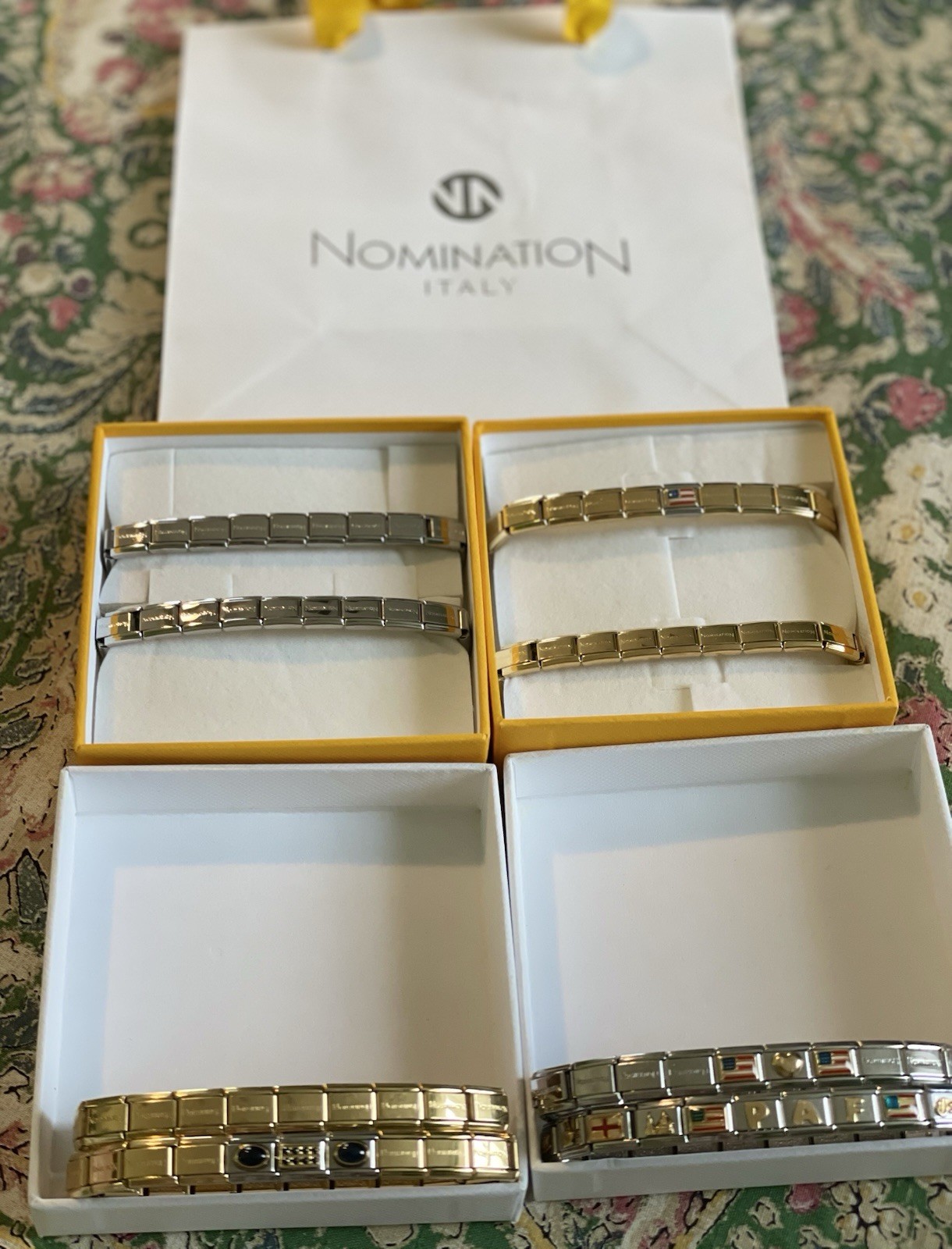 Lot of 8 Genuine Stainless Steel Nomination Charm Bracelets (4 new & 4 used)