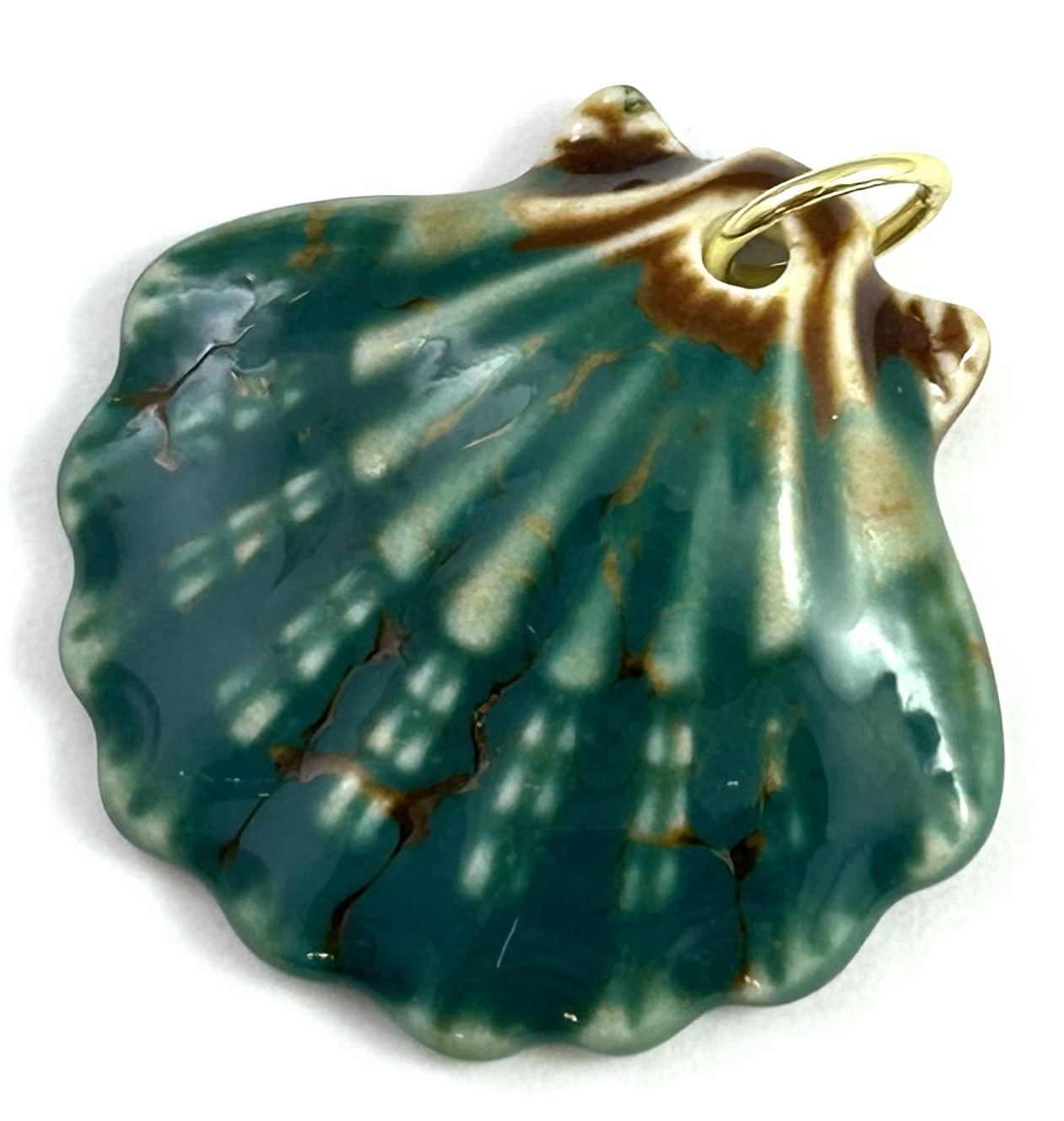 Seashell Necklace Pendant Scallop Shell Glazed Porcelain Jewelry