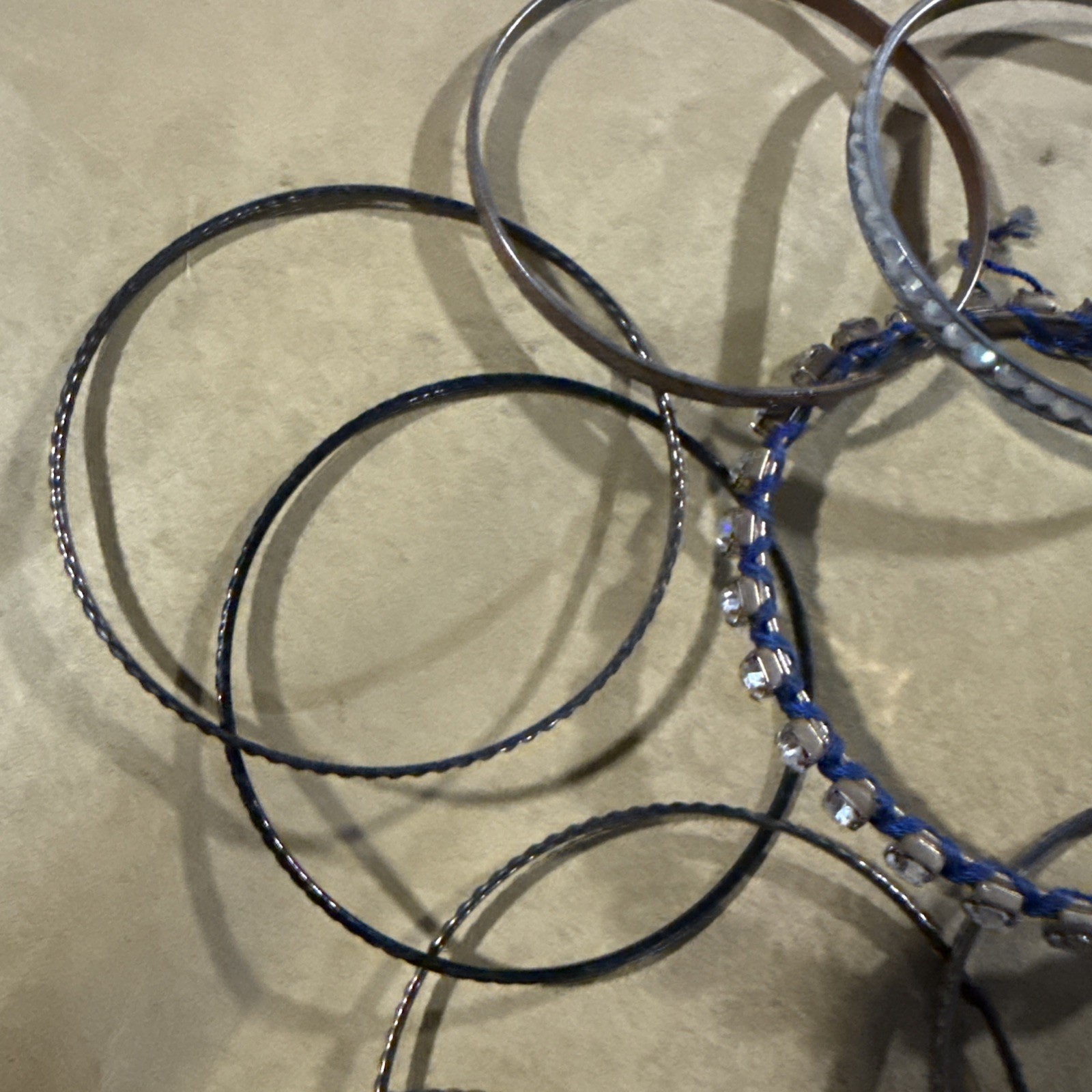 Bangle Bracelets Set (10) Silver and Black
