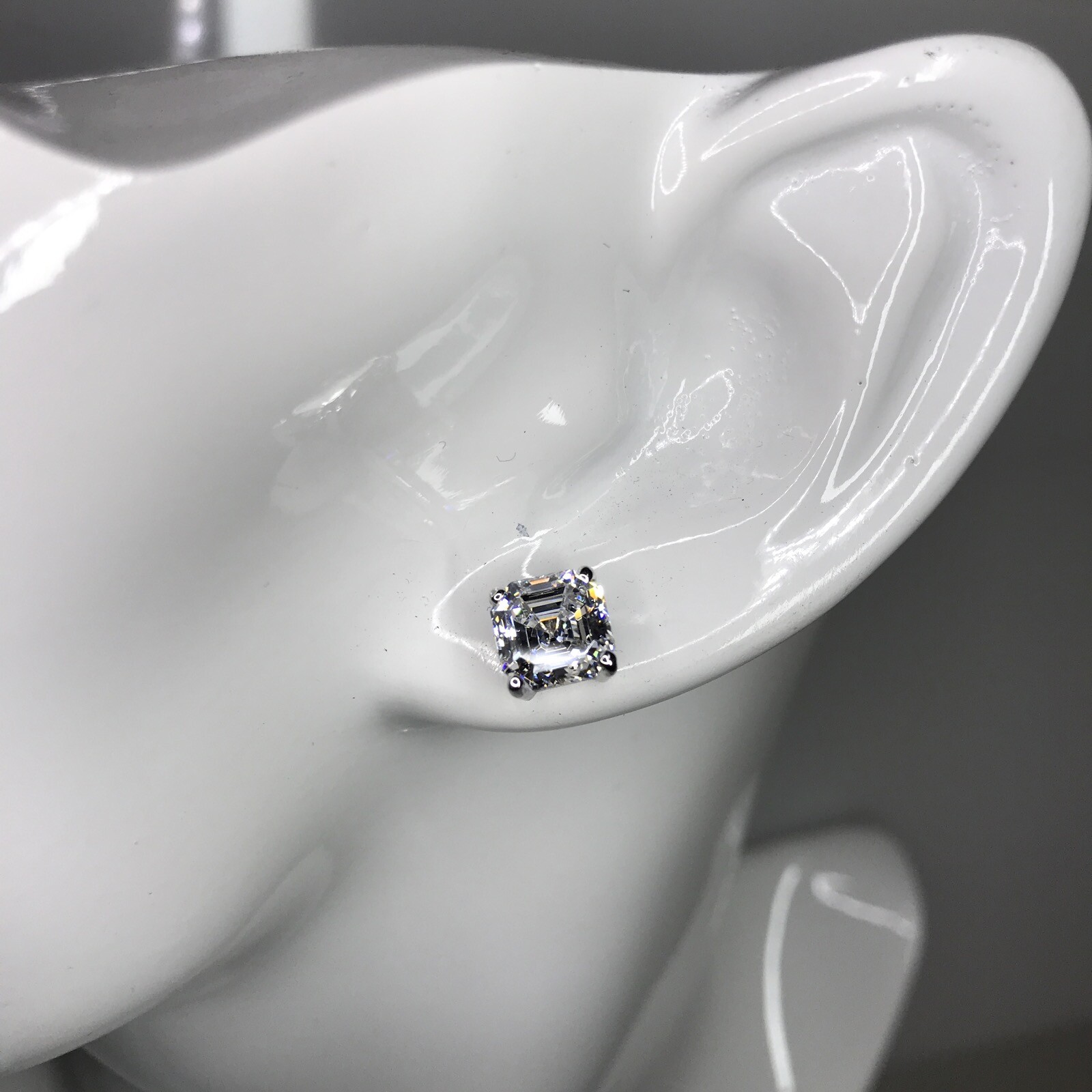 5CT Asscher Princess Square Cut Diamond Earrings Man Made 14k Solid Gold