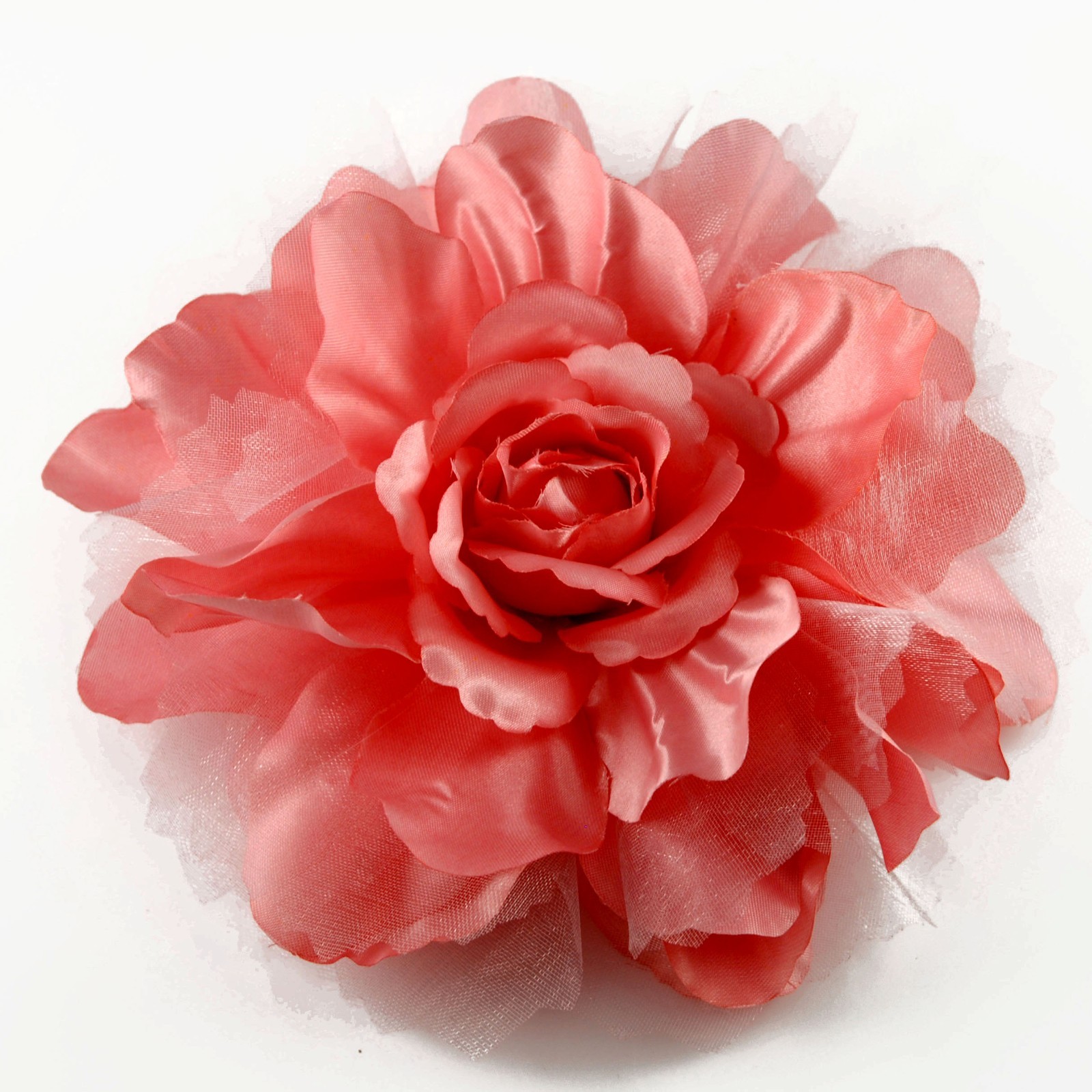 Fabric Flower Brooch -Salmon Color