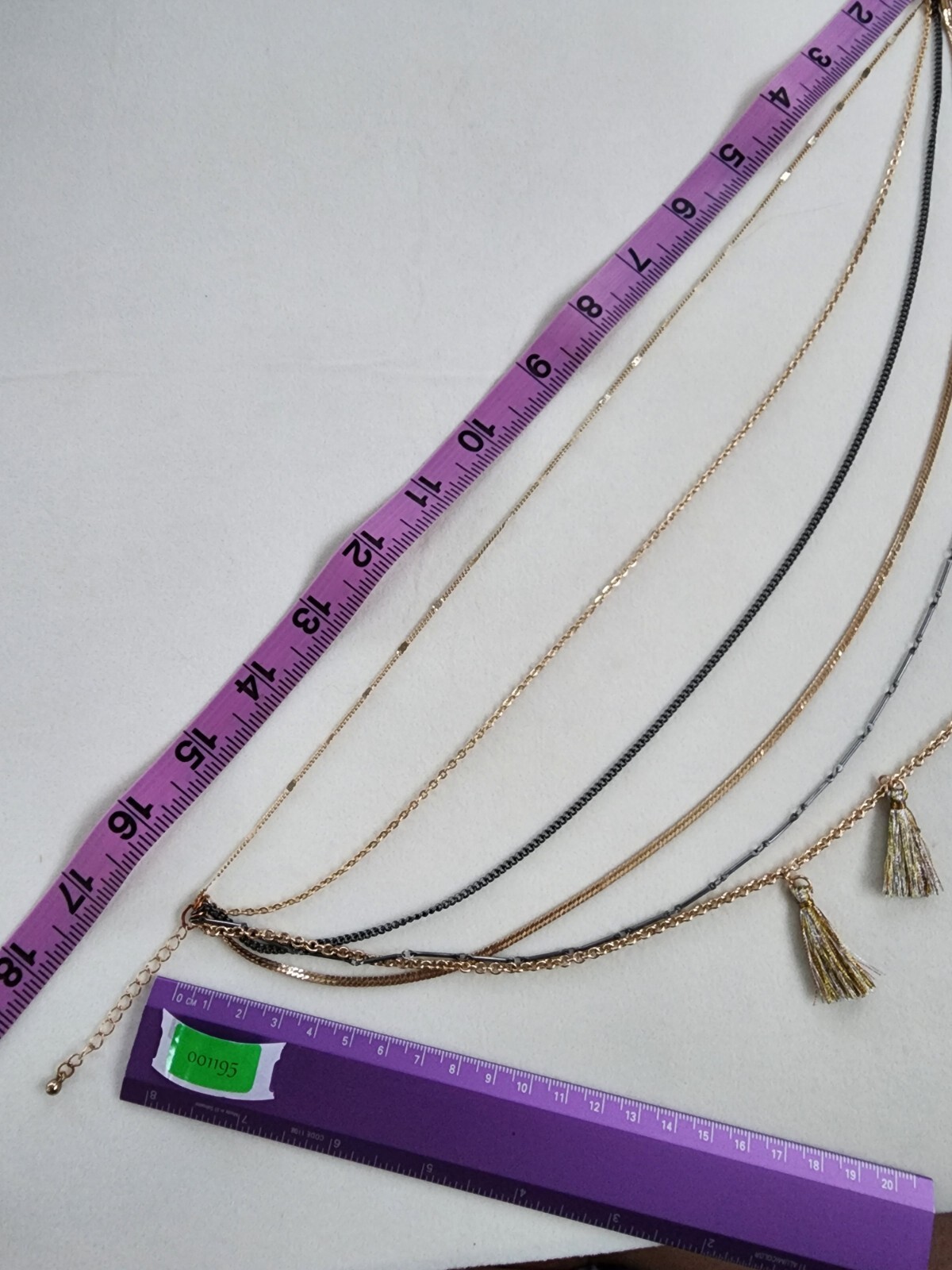 Vtg CHARMING CHARLIE Signed Multi-Strand Tassle Necklace Mixed Metal FREE $HIP!!