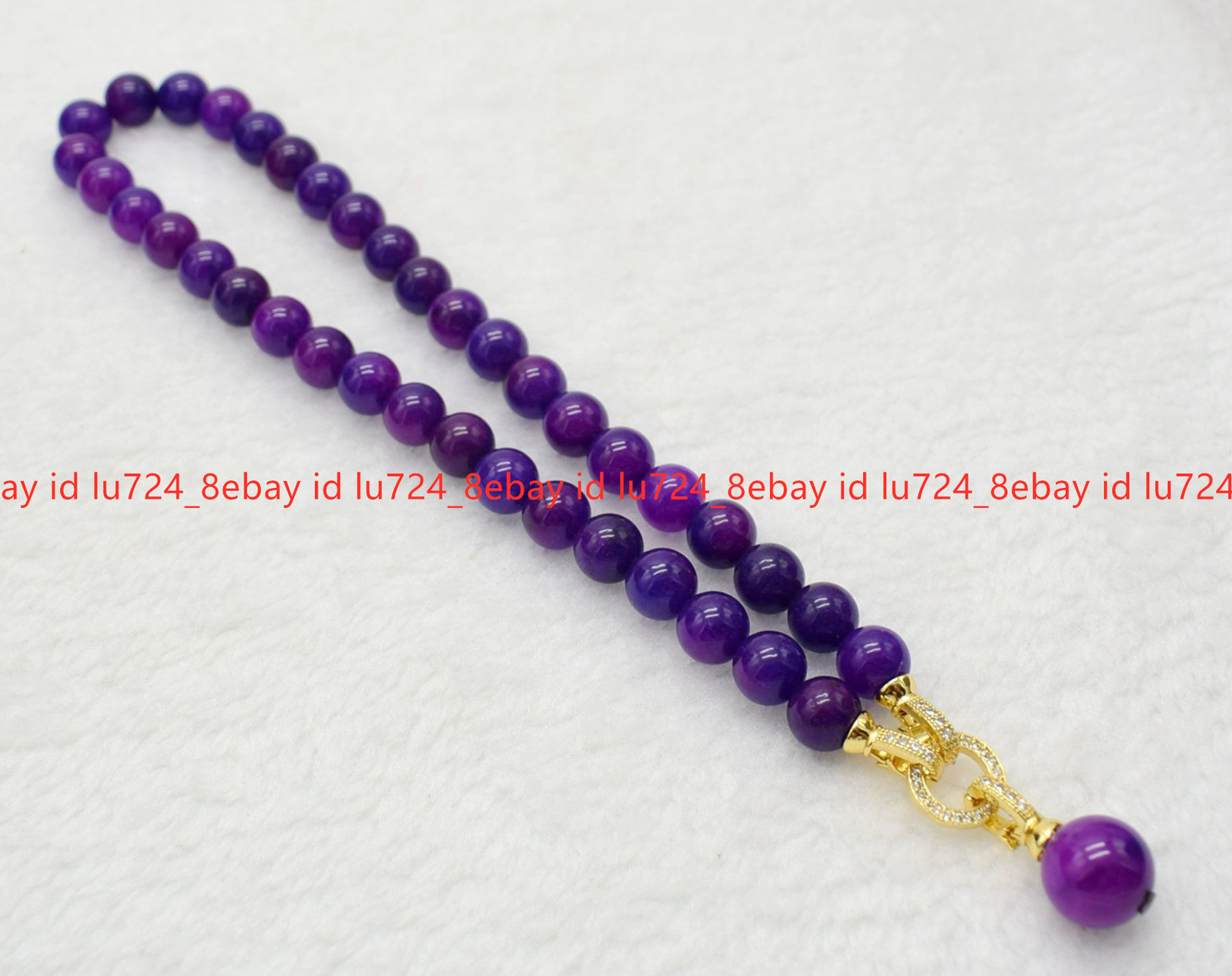 Natural 10mm Purple Sugilite Round Gemstone Beads Pendant Necklace 16-28″