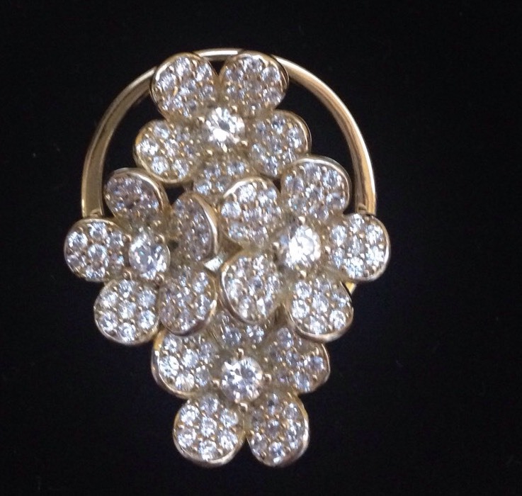 $595 Cubic Zerconia Yellow Flowers Pendant/Ring by Maya Caroleena