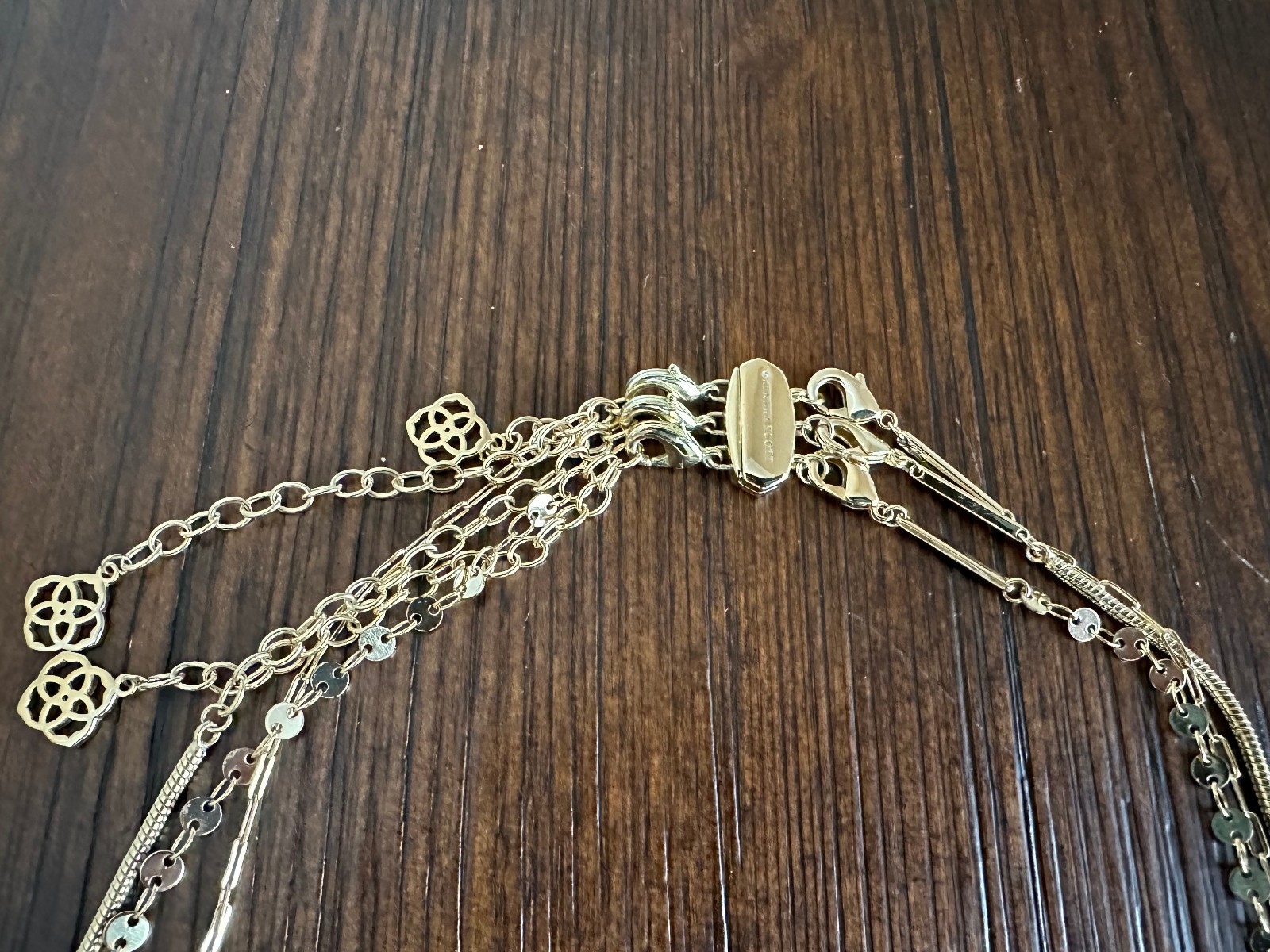 Kendra Scott Convertible Layered Necklace Gold Pink Iridescent 3 In 1 Detachable