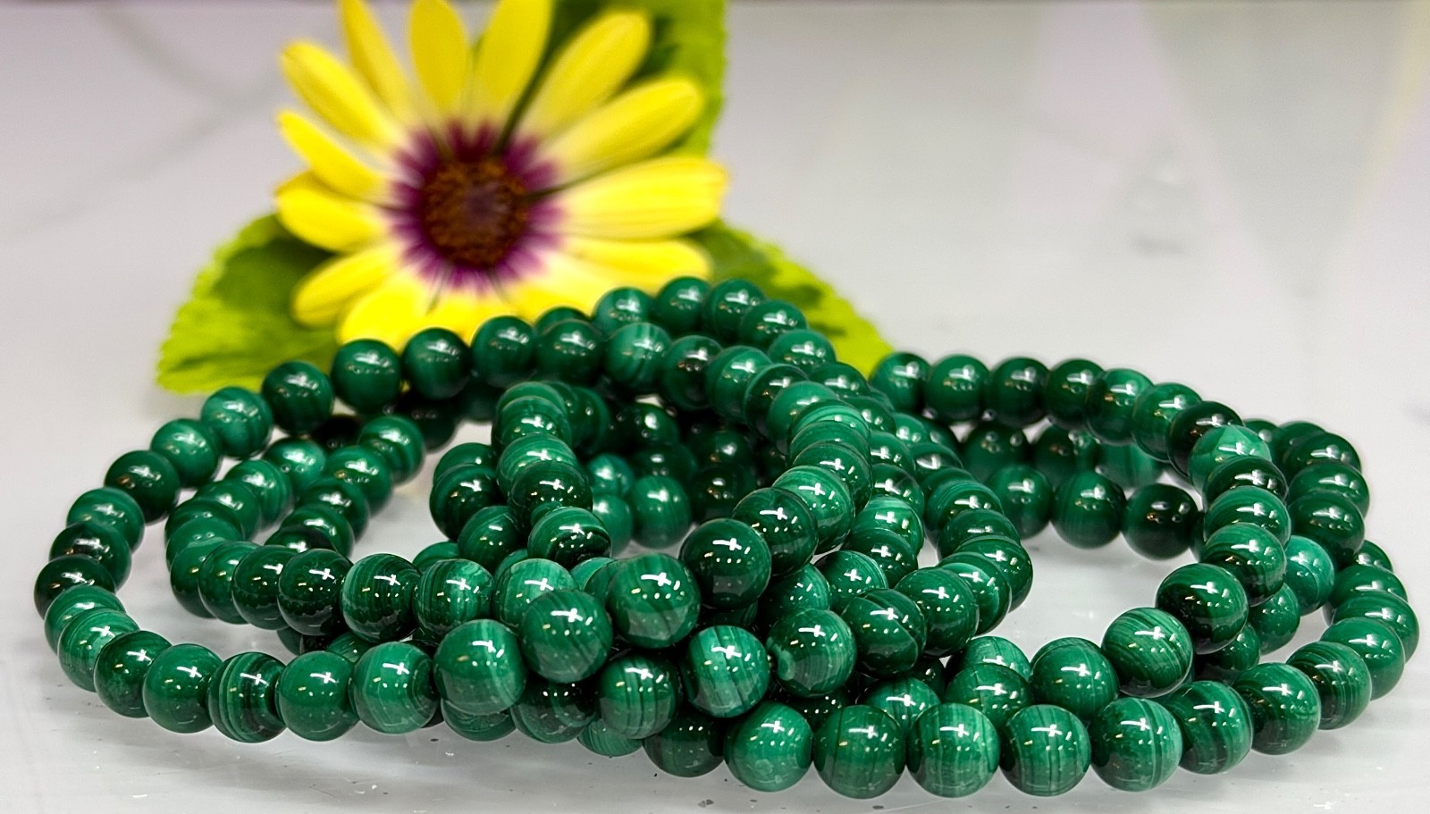 Wholesale 6 Pcs Natural Malachite 6mm 7.5” Crystal Healing Stretch Bracelet