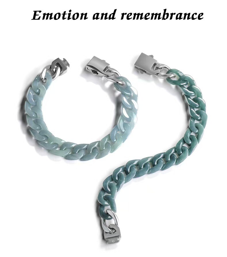 Real Grade A 100% Natural Blue Jade Jadeite Cuban Curb Link Bracelet 5.9-8.3inch