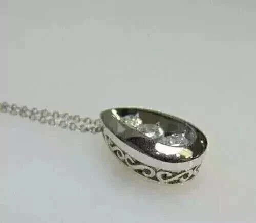 1Ct Round Simulated Diamond Three Stone Teardrop Pendant 14k White Gold Plated