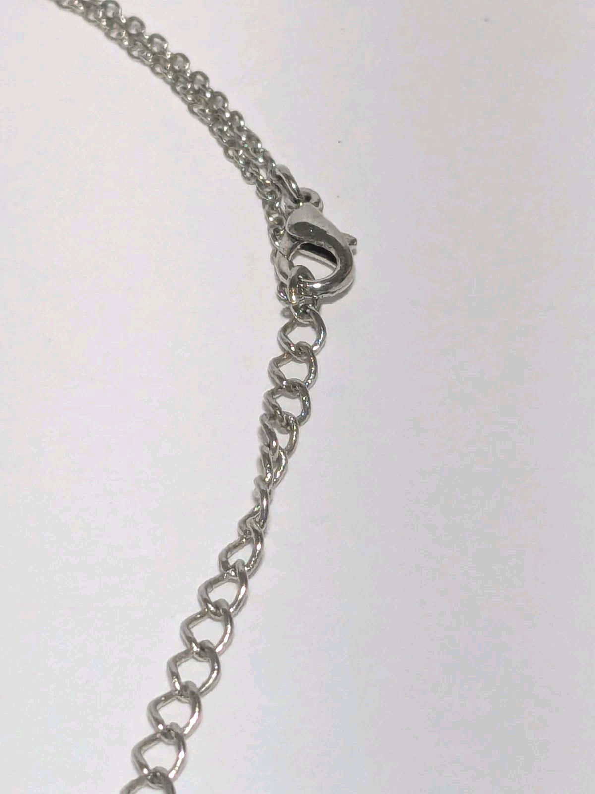 Silver Tone Necklace With Removable Faux Pearl & Rhinestone Leaf Pendant 14″
