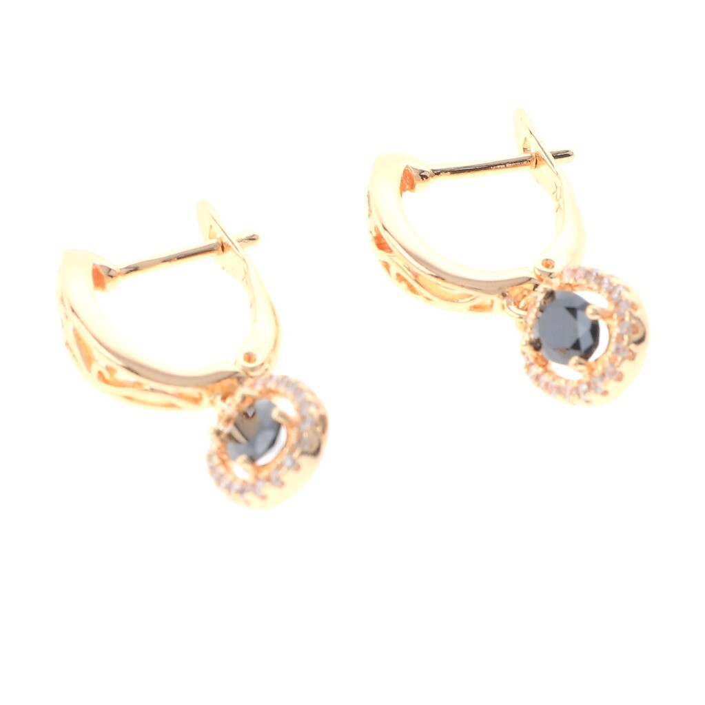 Gold Tone Gold Plated Metal English Lock Drop Earrings XPE2436-BLK