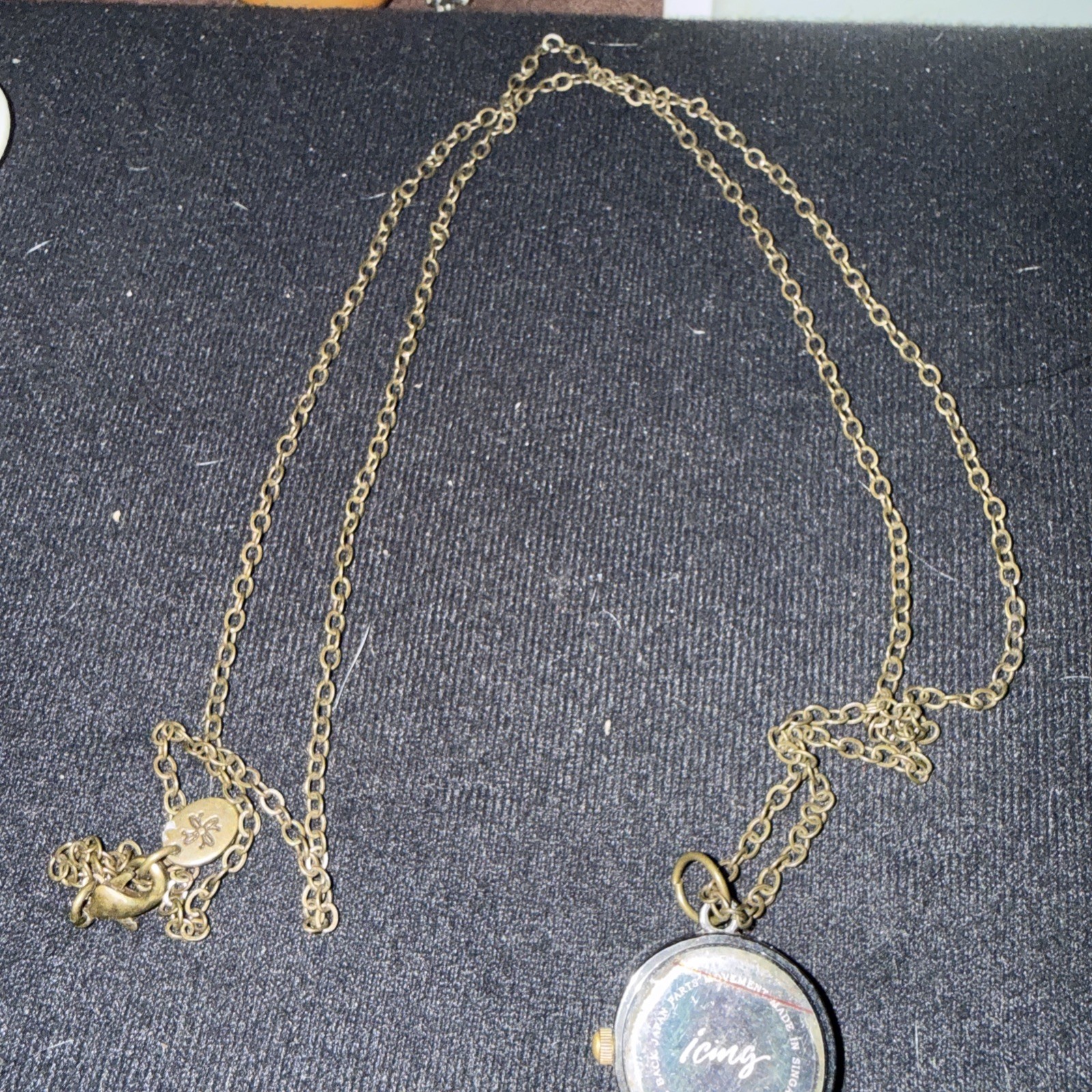 Icing Antique Finish Watch/Key Necklace Untested