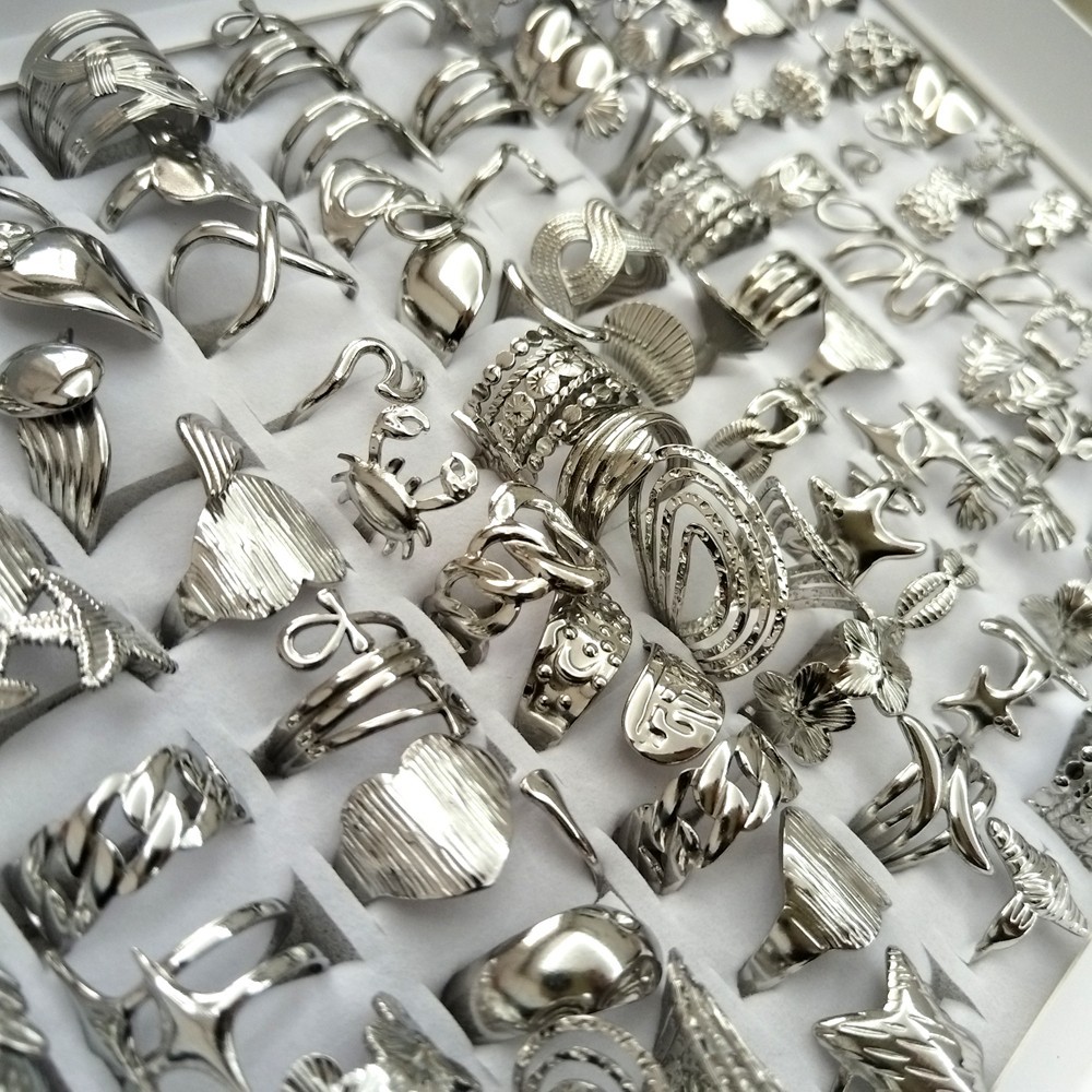 Wholesale 30pcs Mix Style Fashion Stainless steel rings for women man