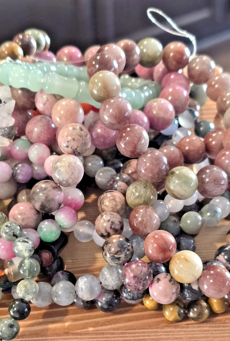 Genuine Crystal Stretch Bracelet Set of 3 8mm Round Natural Stone Healing Bead