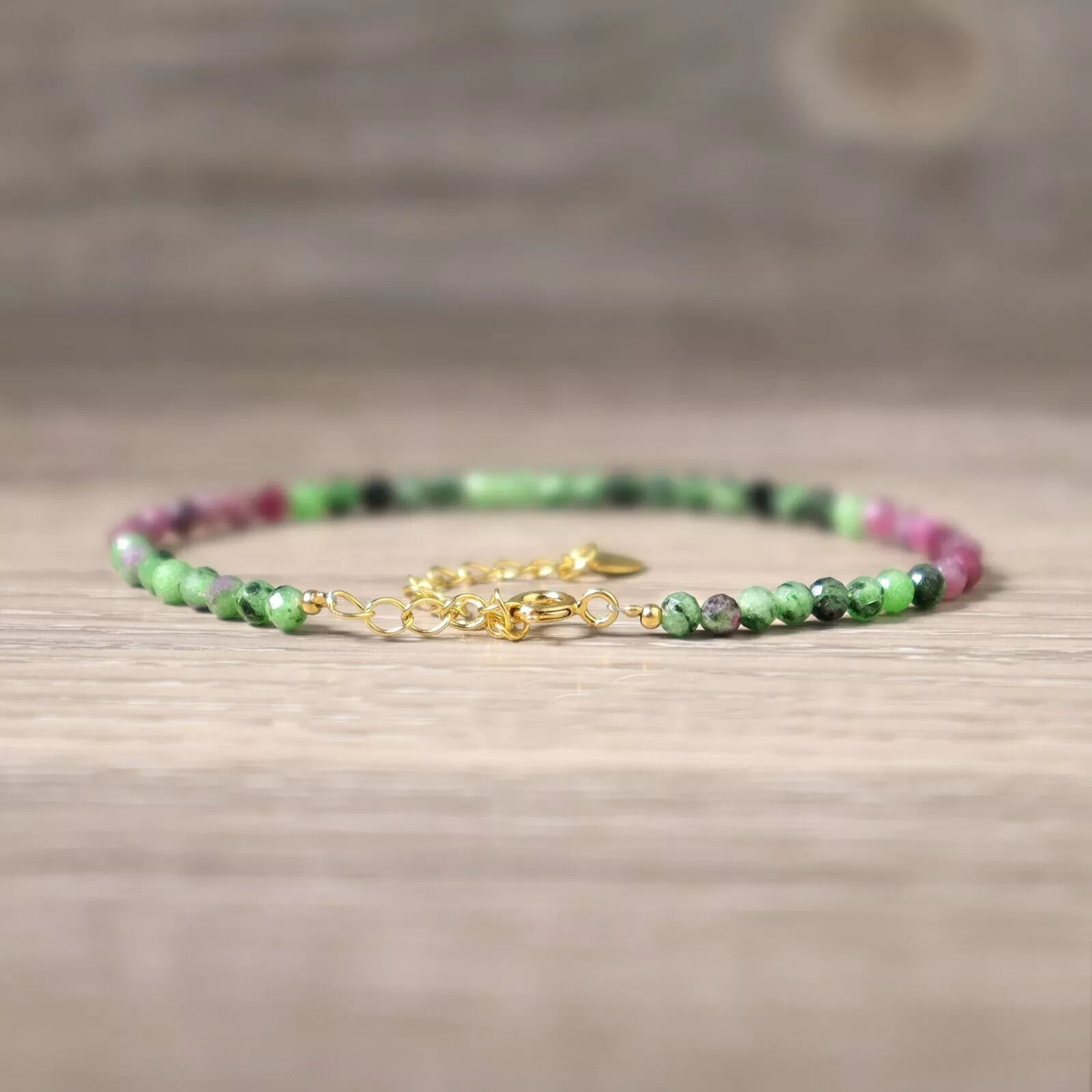 3MM Ruby Zoisite Beads Healing Dainty Simple Women Sterling Silver Bracelet Gift