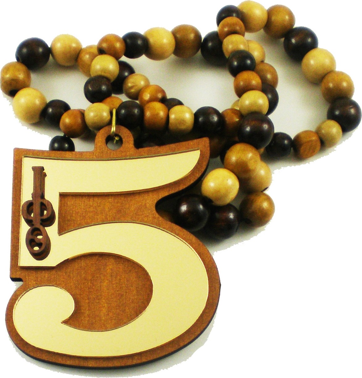 Iota Phi Theta Wood Color Bead Tiki Line #5 Medallion [Brown – 4″T]