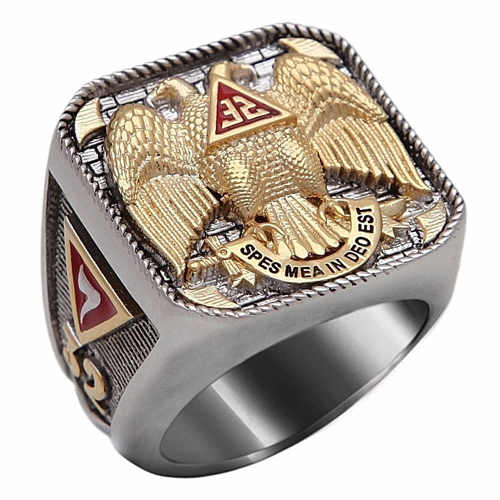 Scottish Rite 32 Degree Masonic Ring Gold 18K Pld Knights Templar by UNIQABLE