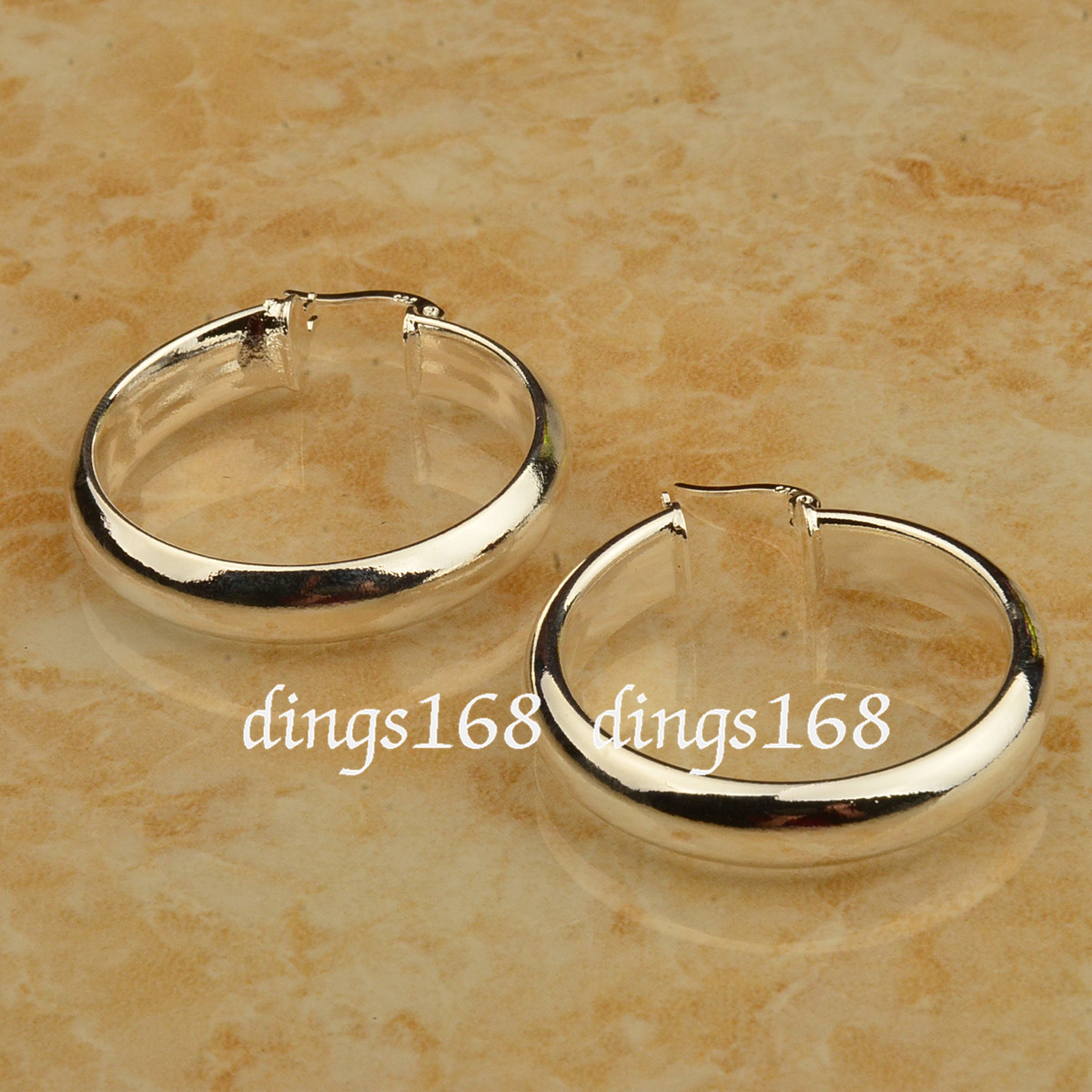 925 Sterling Silver 30mm Medium-Size 5mm Wide Smooth Shiny Flat Hoop Earring ZG2