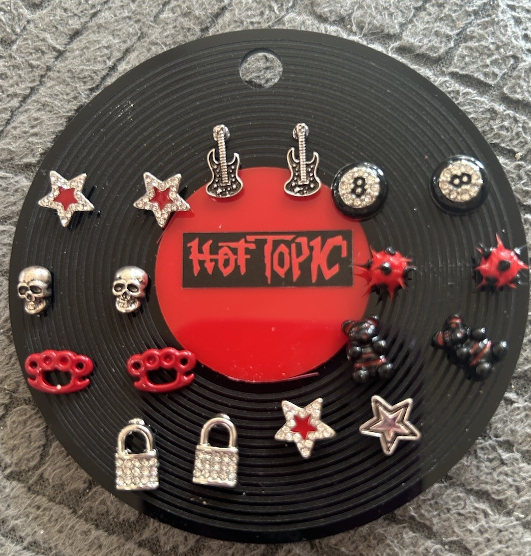 Hot Topic Emo Vinyl Stud Earring Set