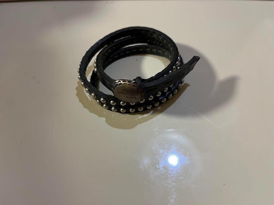 Hysteric Glamour Leather Studded Bracelet Black 56cm Length W/Box Rare Item FS